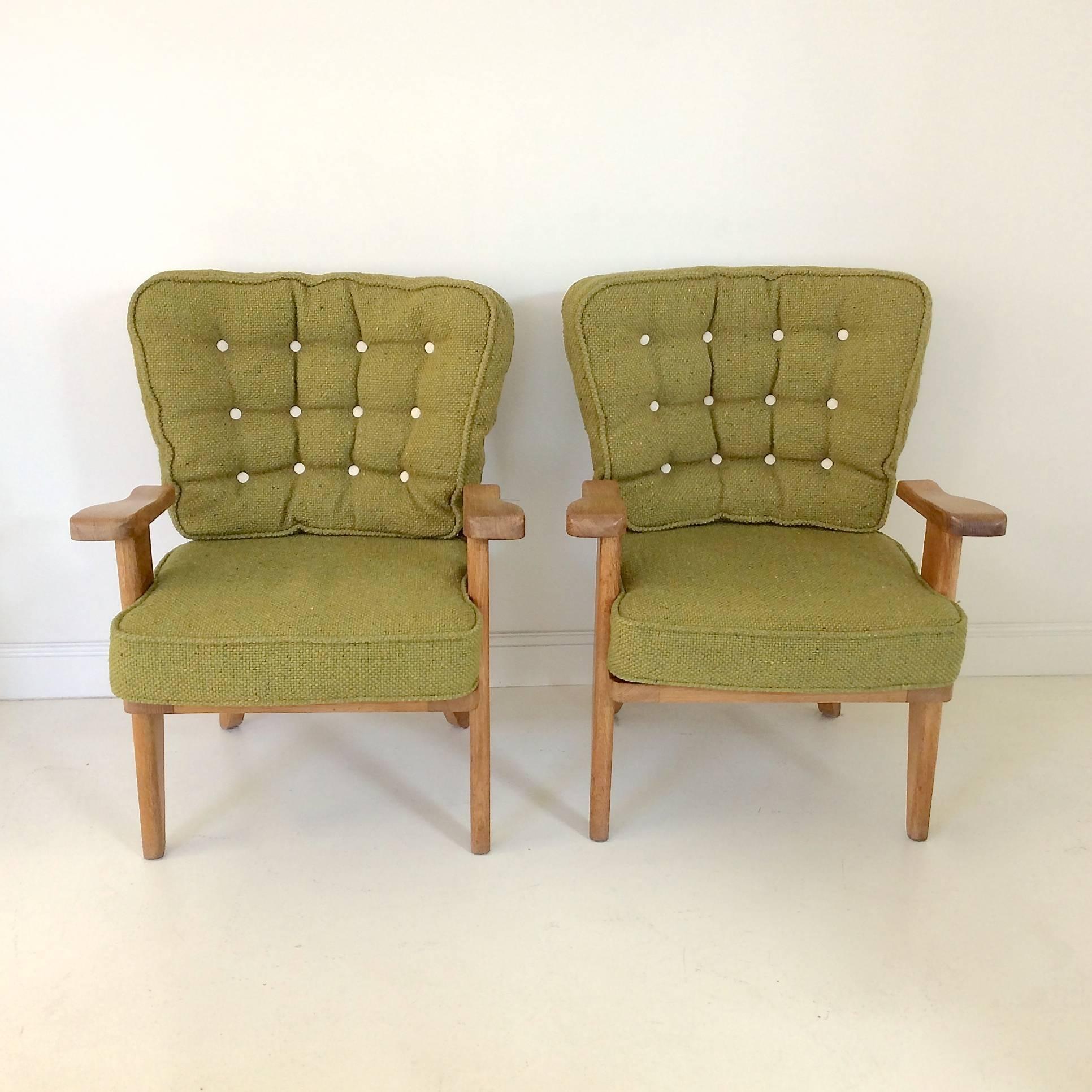Mid-Century Modern Guillerme et Chambron Pair of Armchairs, circa 1950, France