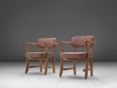Guillerme et Chambron Pair of 'Bridge' Armchairs, 1950s