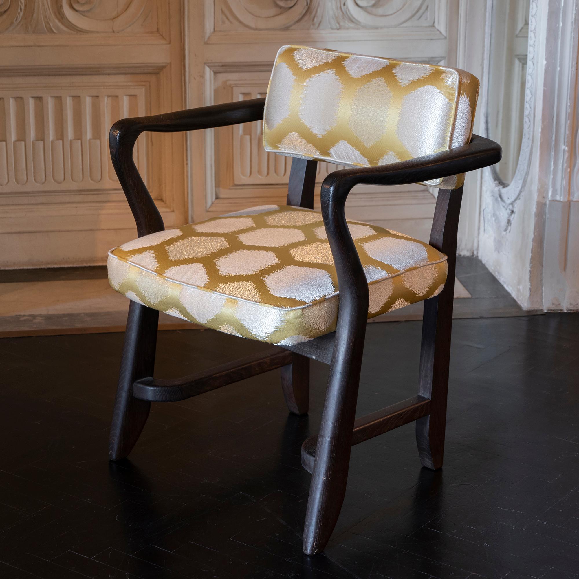 Mid-20th Century Guillerme et Chambron Pair of Bridge Armchairs, France, 1950s