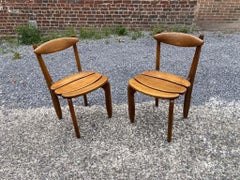 Guillerme et Chambron, Coppia di sedie in massello di Oak, Edition Votre Maison, 1970