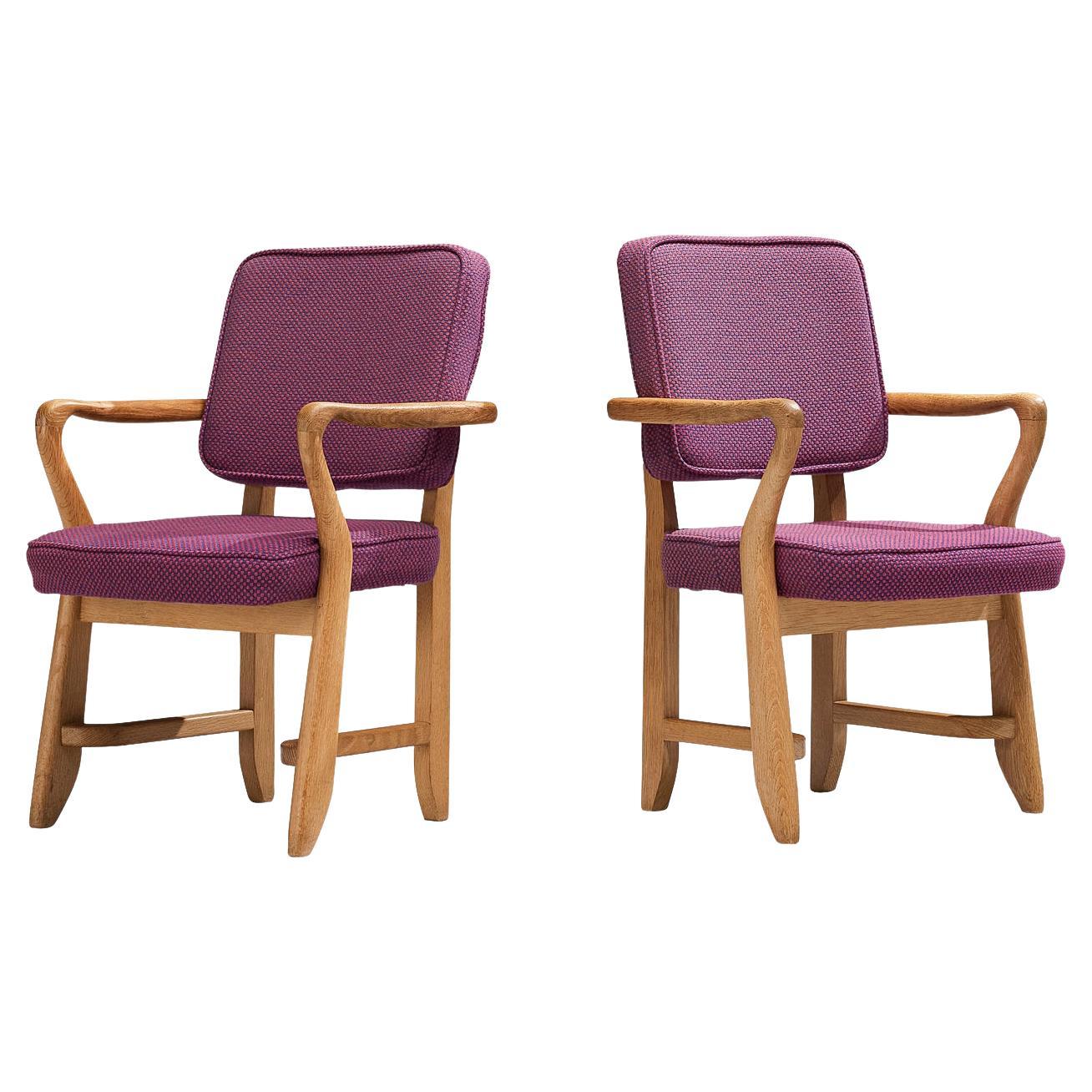 Guillerme & Chambron Pair of 'Denis' Armchairs in Oak