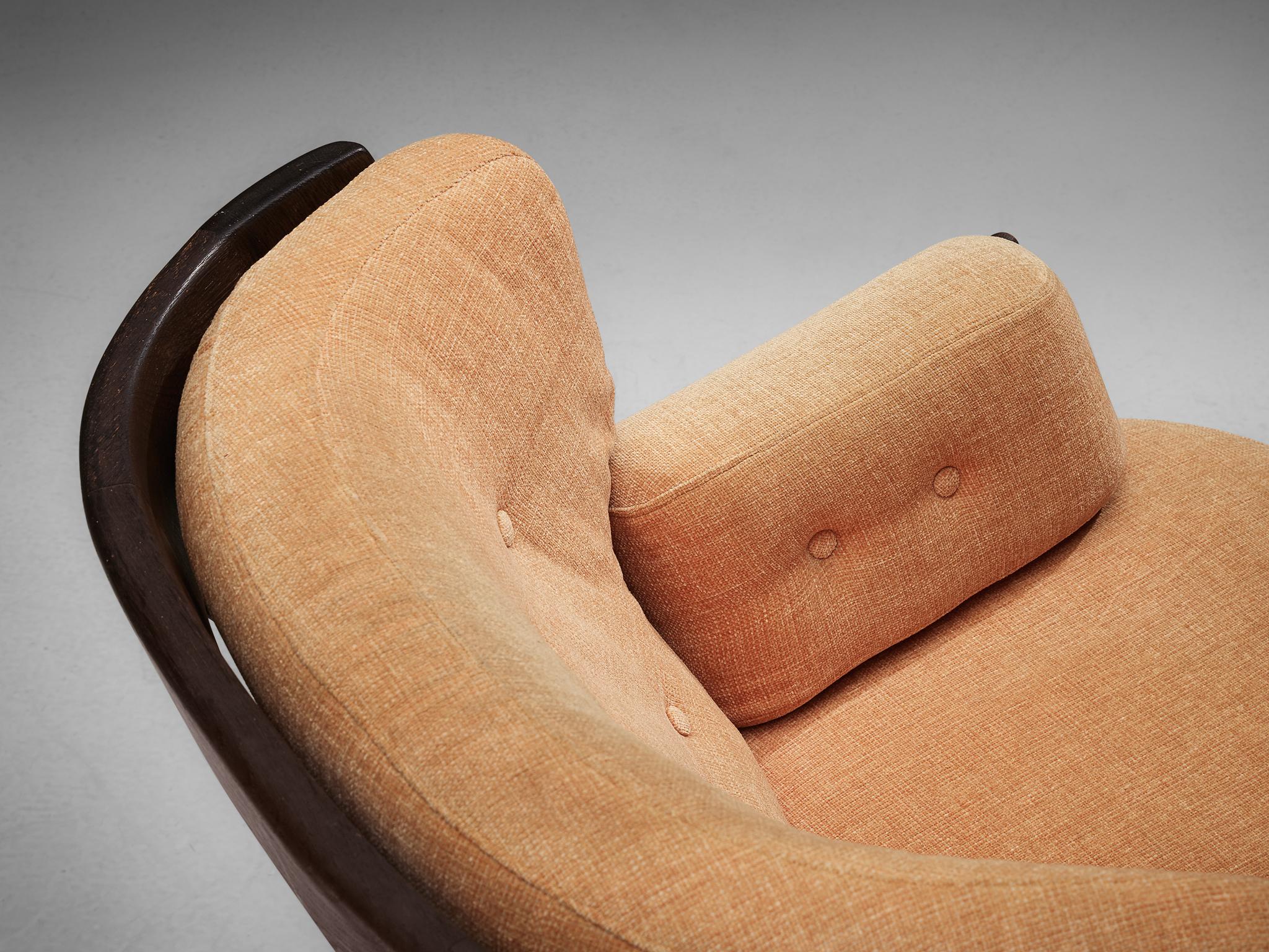 Mid-20th Century Guillerme et Chambron Pair of 'Denis' Lounge Chairs in Darkened Oak