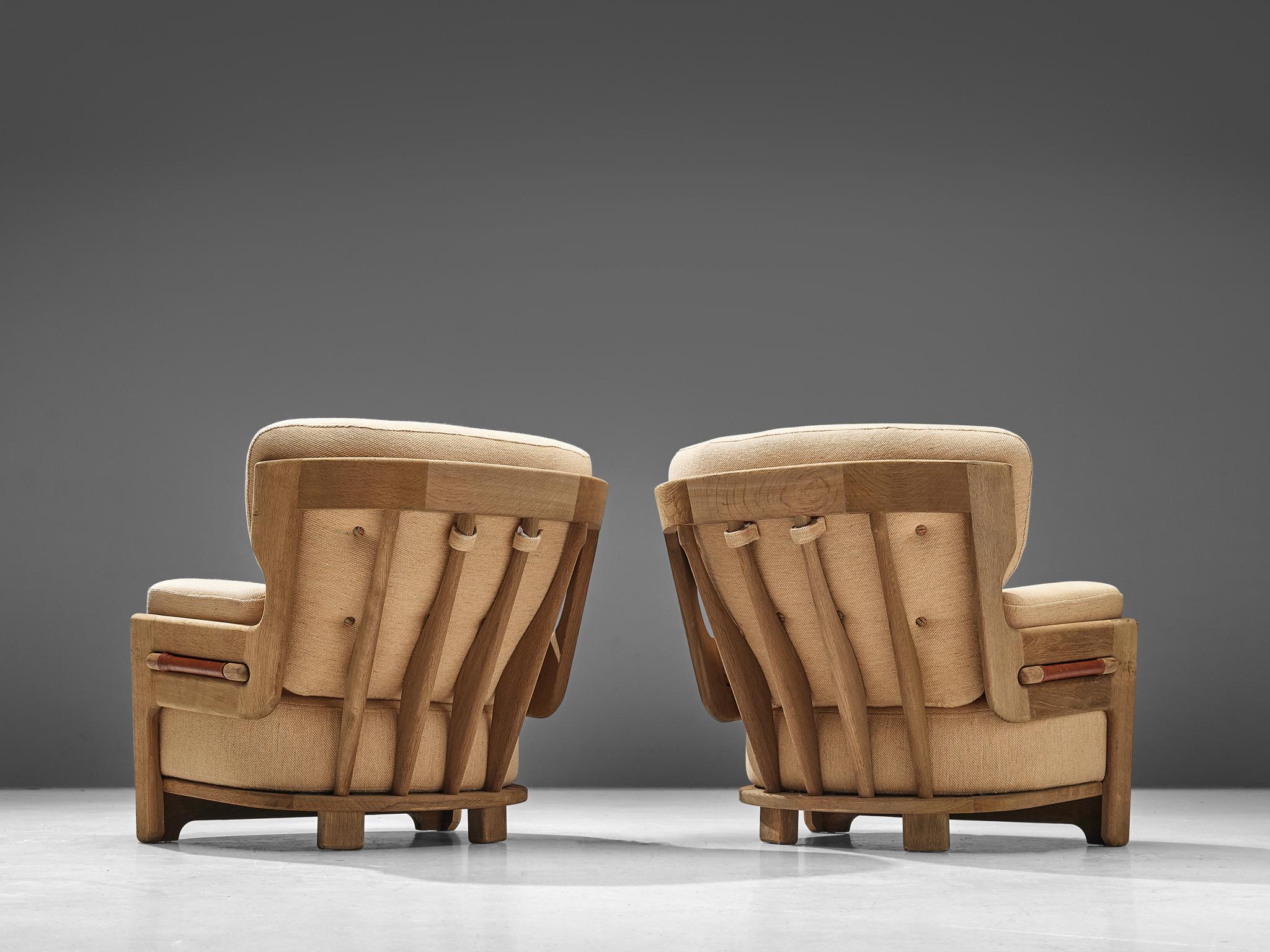 Guillerme et Chambron Pair of 'Denis' Lounge Chairs in Oak 3