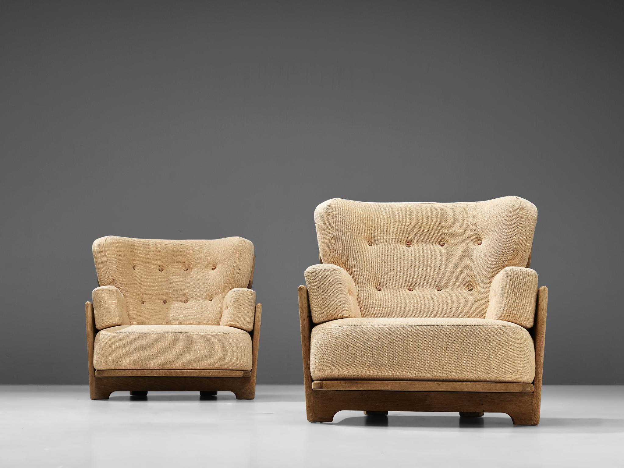 Guillerme et Chambron Pair of 'Denis' Lounge Chairs in Oak 1