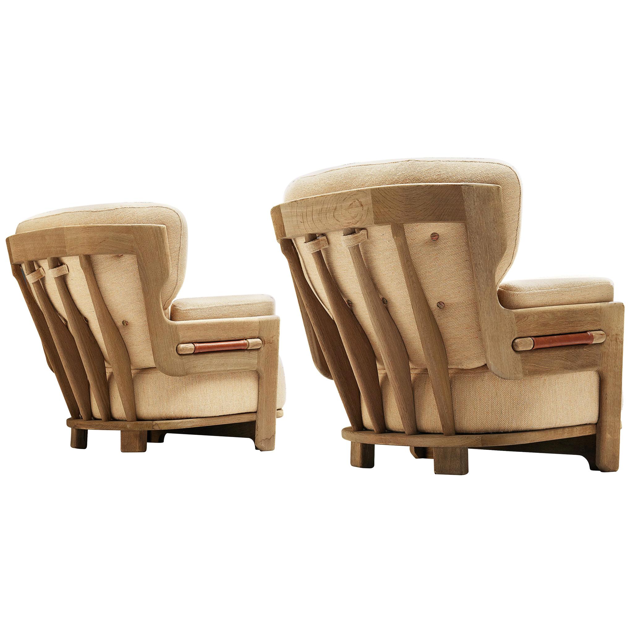 Guillerme et Chambron Pair of 'Denis' Lounge Chairs in Oak