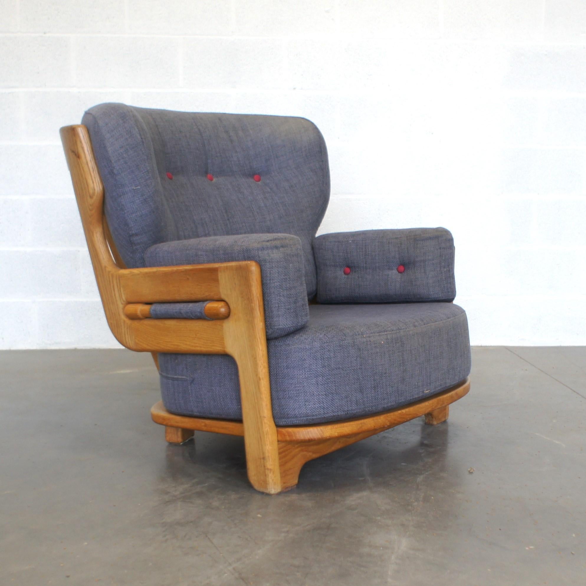 Fin du 20e siècle Guillerme et Chambron, paire de fauteuils Denis en chêne éditées par Votre Maison 1970 en vente
