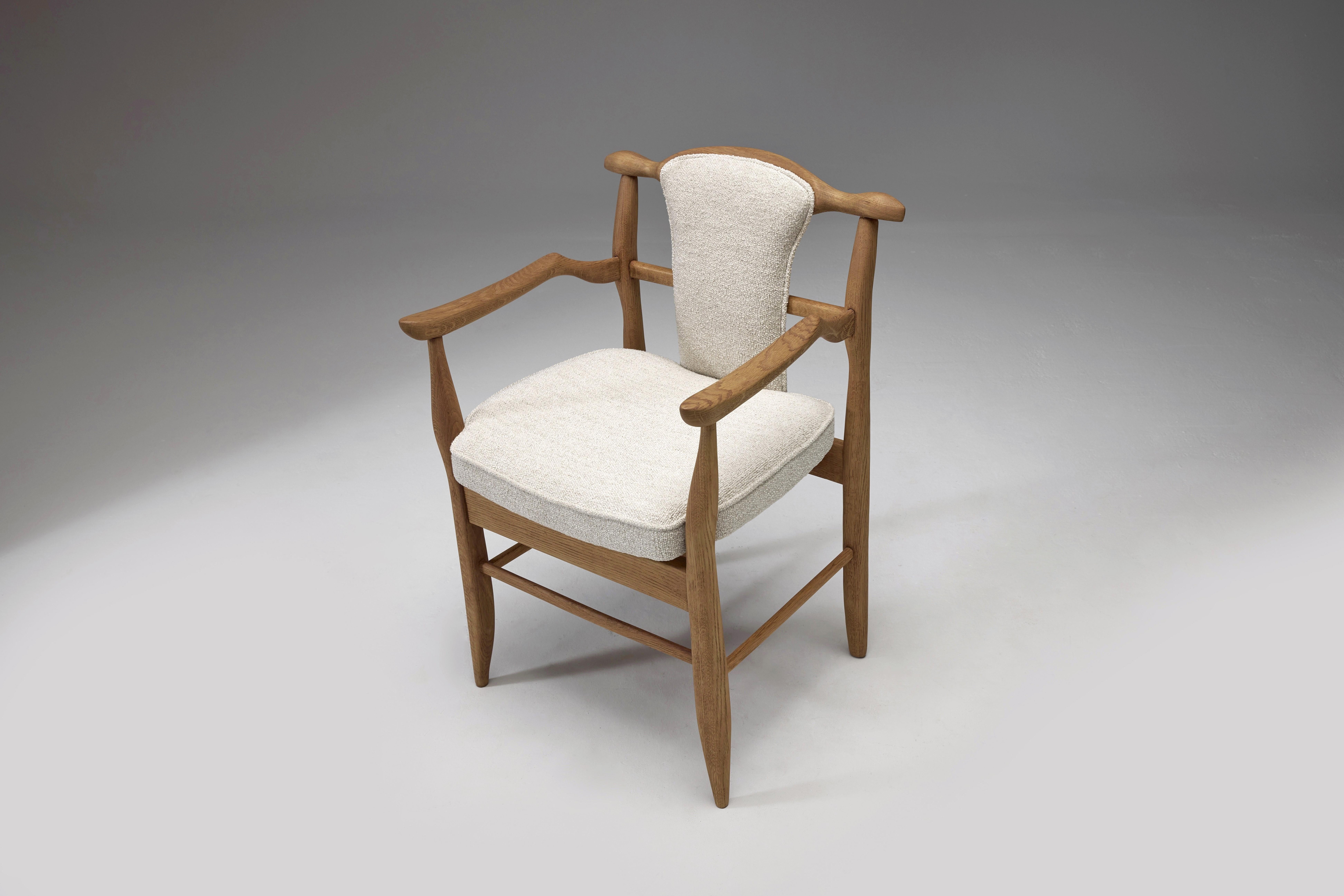 Mid-20th Century Guillerme et Chambron Pair of “Fumay” Dining Armchairs for Votre Maison, France For Sale