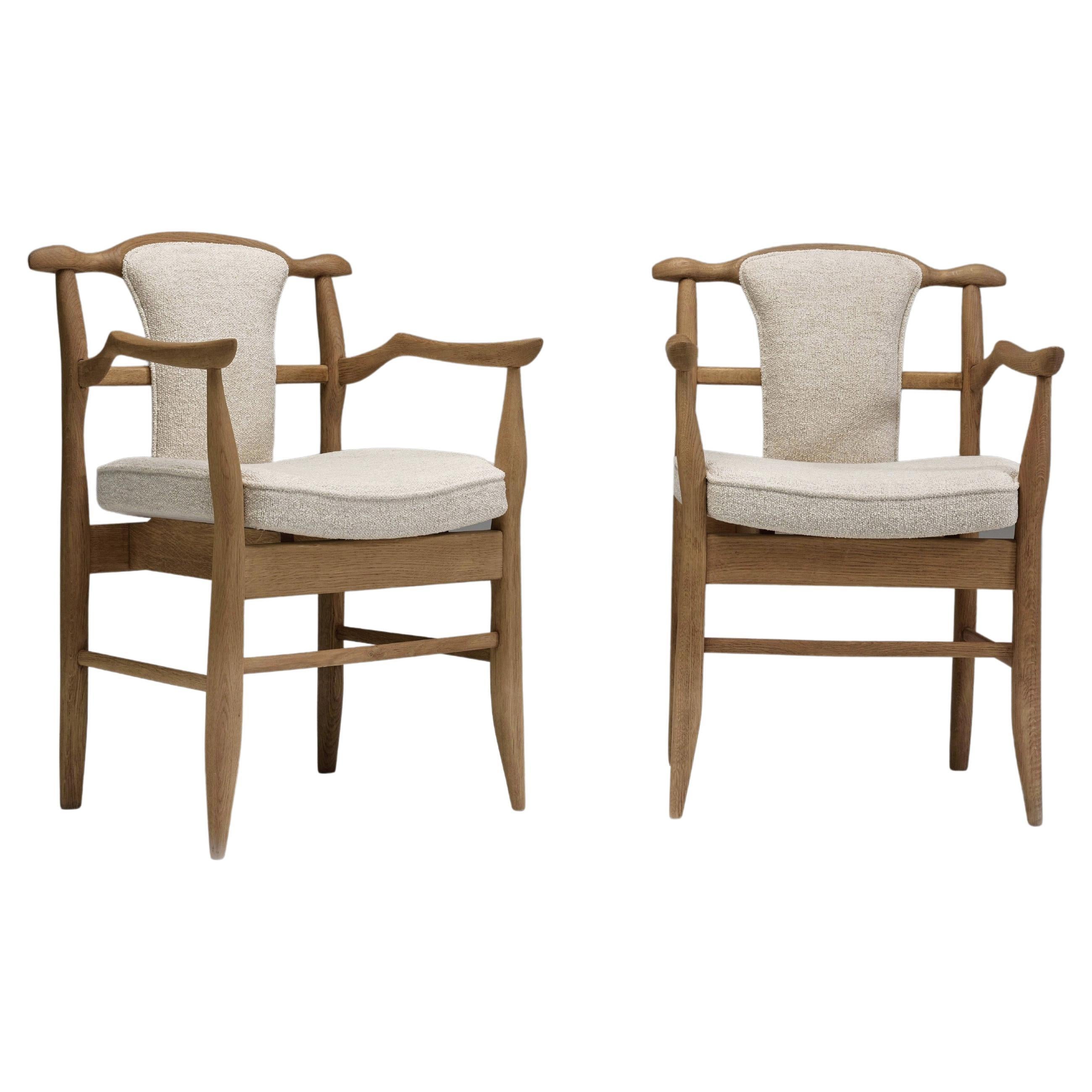 Guillerme et Chambron Pair of “Fumay” Dining Armchairs for Votre Maison, France For Sale