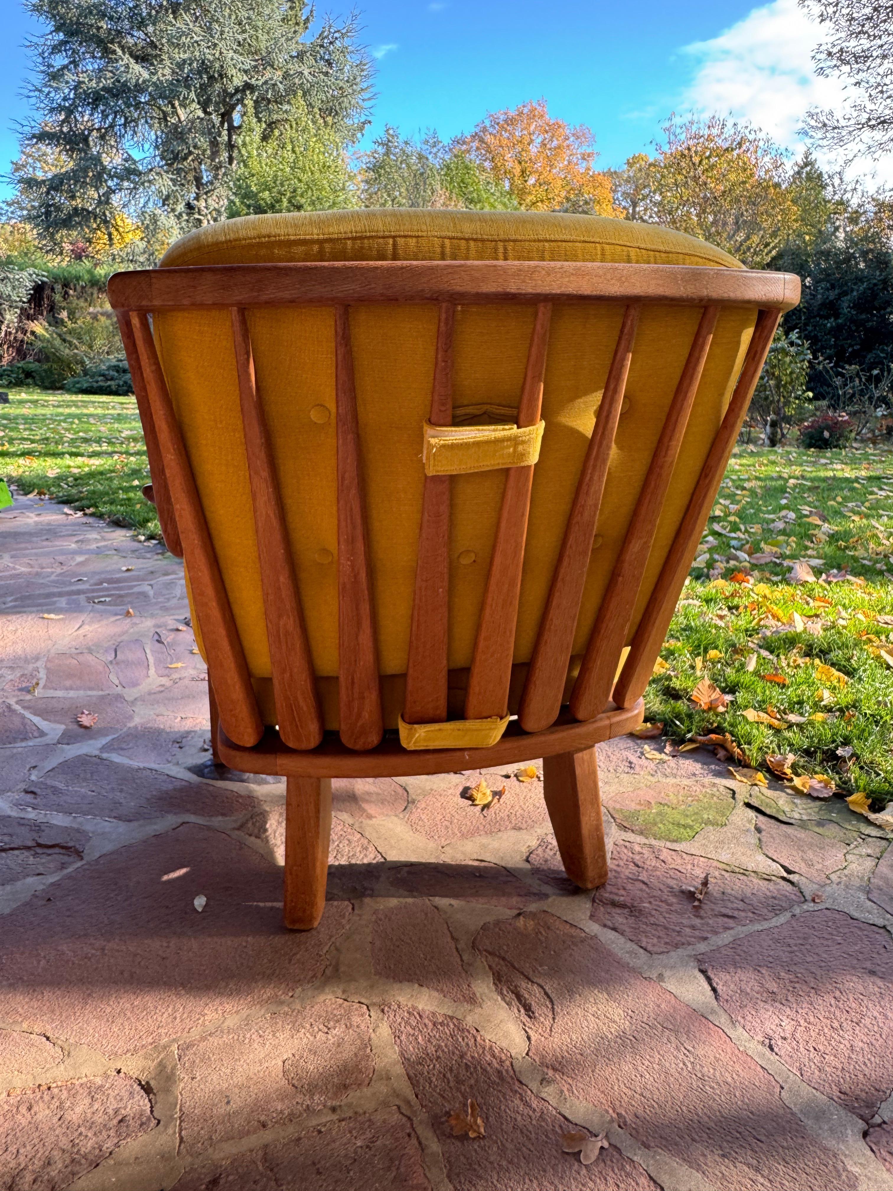 Pair of armchairs by Guillerme et Chambron edition Votre Maison in oak model Gregoire