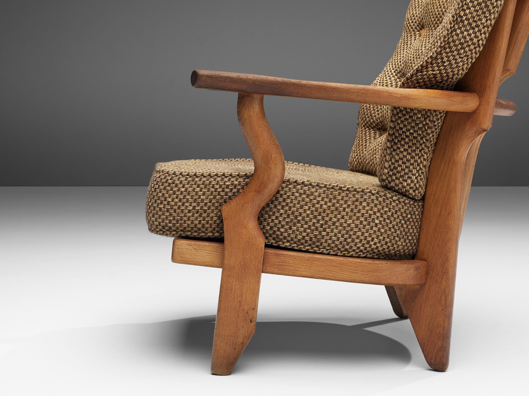 Guillerme et Chambron Pair of Lounge Chairs 'Caqueteuse' in Oak 1