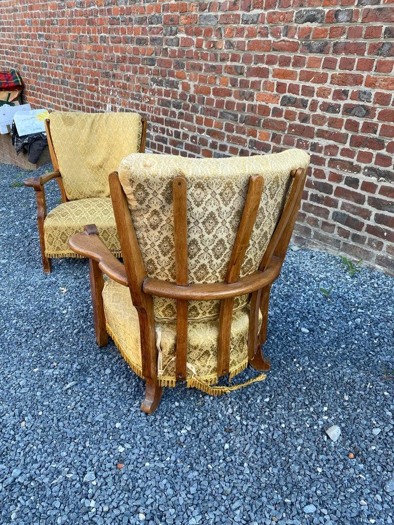 Guillerme et Chambron, Paire de fauteuils en Oak, Edition Votre Maison, circa 1950 en vente 3