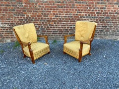 Guillerme et Chambron, Pair of Oak Armchairs, Edition Votre Maison, circa 1950