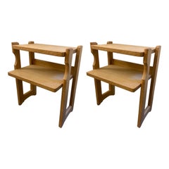 Guillerme et Chambron Pair of Oak Night Stand