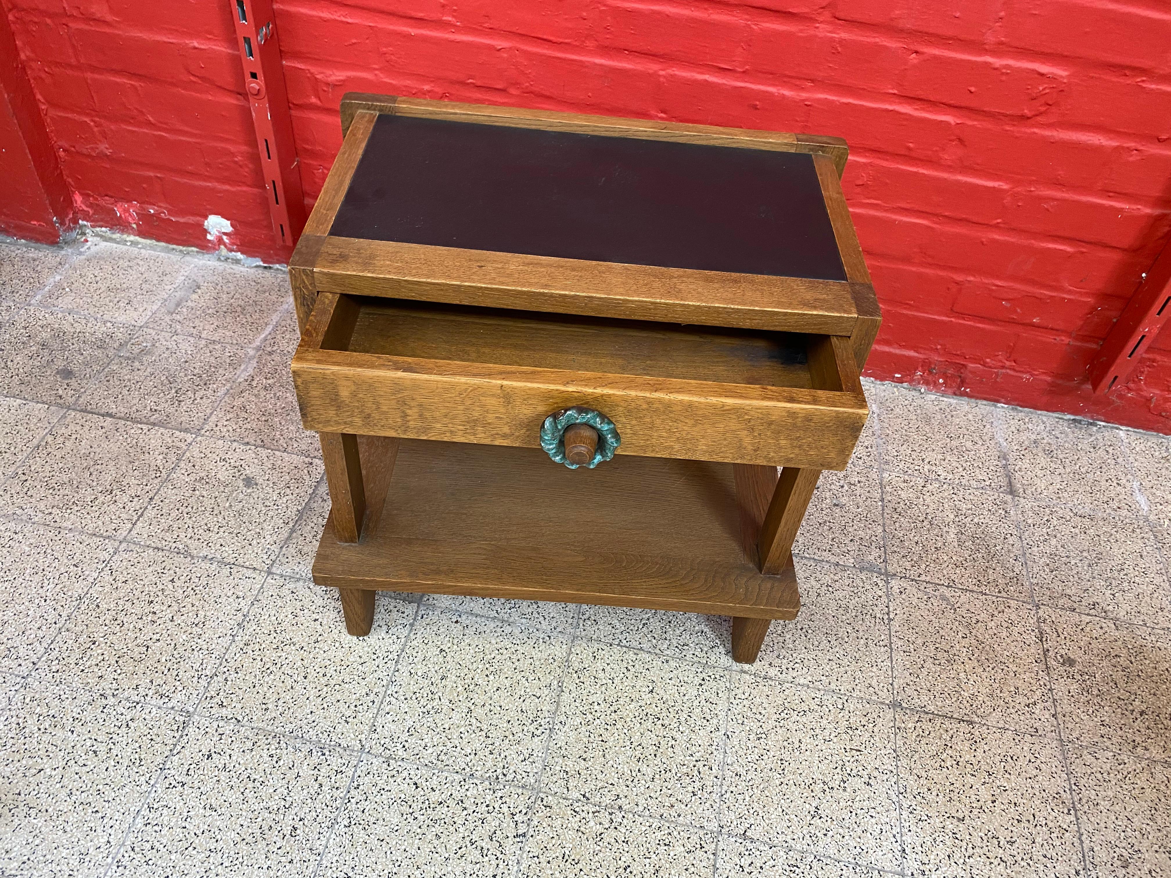 Mid-Century Modern Guillerme et Chambron,  Oak Nightstand Edition Votre Maison, circa 1960