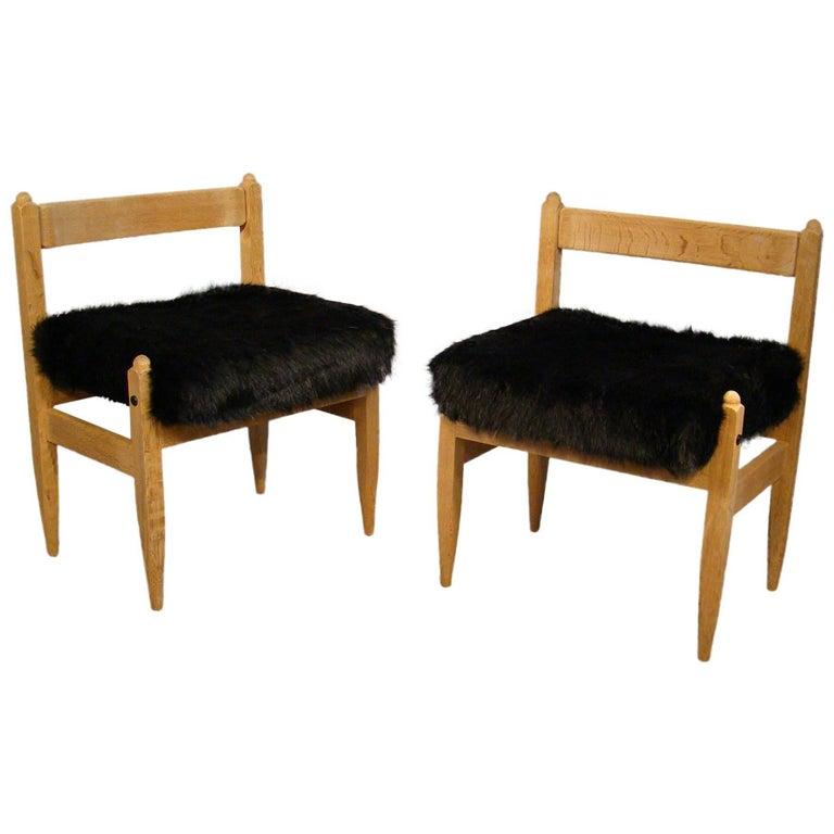 Guillerme et Chambron, pair of oak stool Edited by Votre Maison 1970 For Sale 1