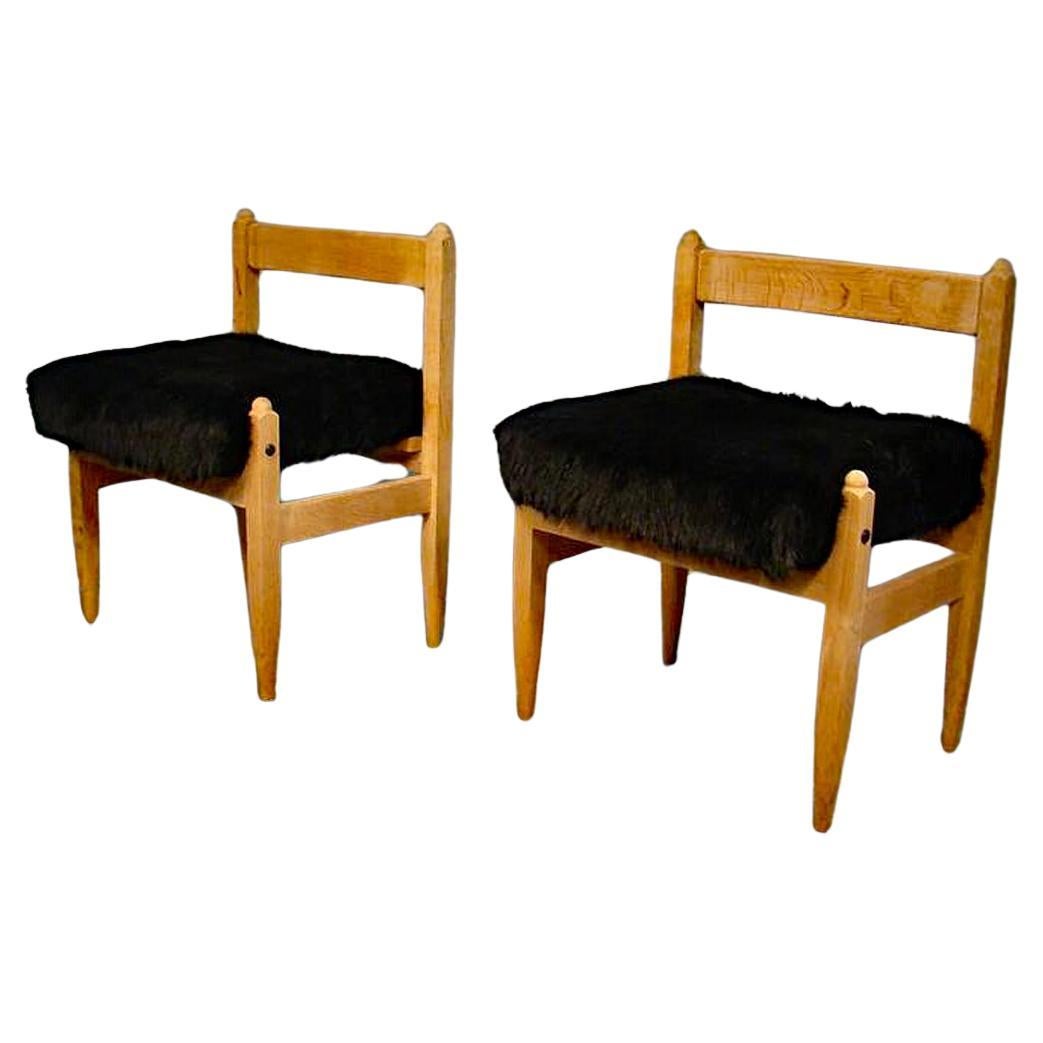 Guillerme et Chambron, pair of oak stool Edited by Votre Maison 1970