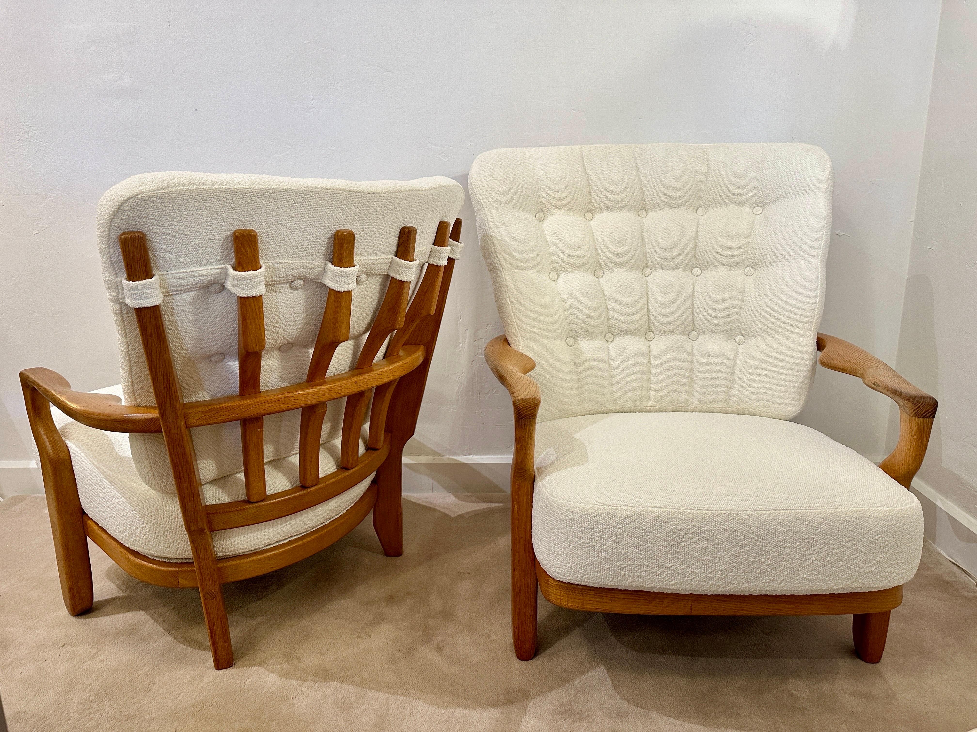 Guillerme et Chambron Paire de fauteuils en Oak Romeo & Juliet pour Votre Maison en vente 6