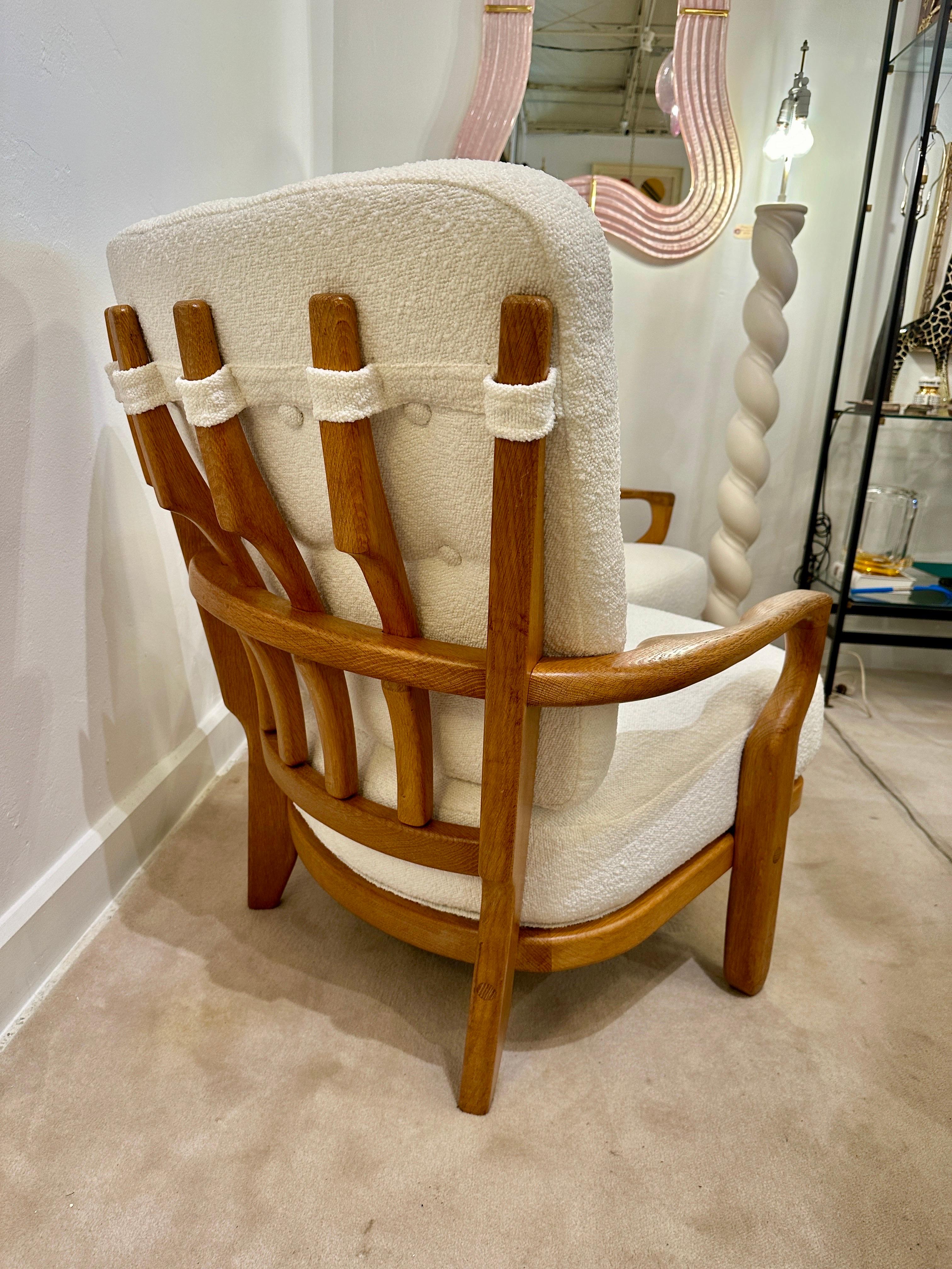 Guillerme et Chambron Pair of Romeo & Juliet Oak Armchairs for Votre Maison In Good Condition For Sale In East Hampton, NY