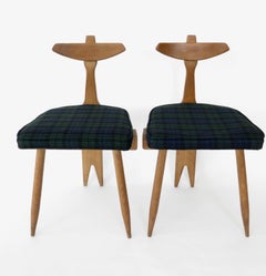 Guillerme et Chambron Pair of Side or Vanity Tripod Chairs Edition Votre Maison