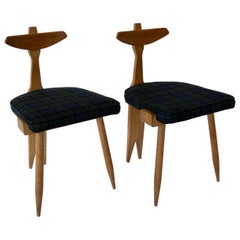 Guillerme et Chambron Pair of Side or Vanity Tripod Chairs Edition Votre Maison
