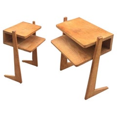 Guillerme et Chambron, par de mesillas de noche de roble macizo hacia 1960/1970