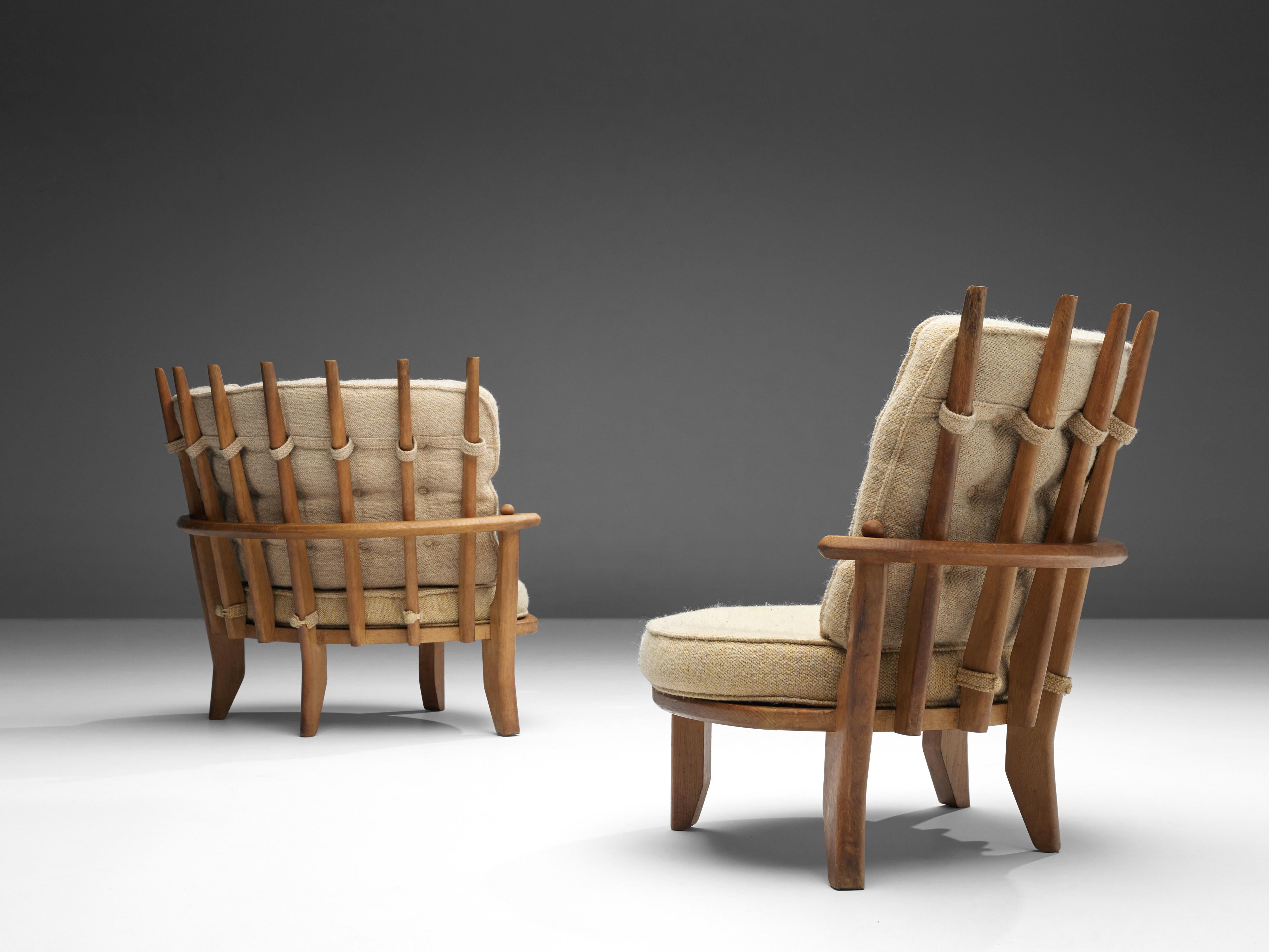 Guillerme et Chambron 'Tricoteuse' Lounge Chairs in Oak 4