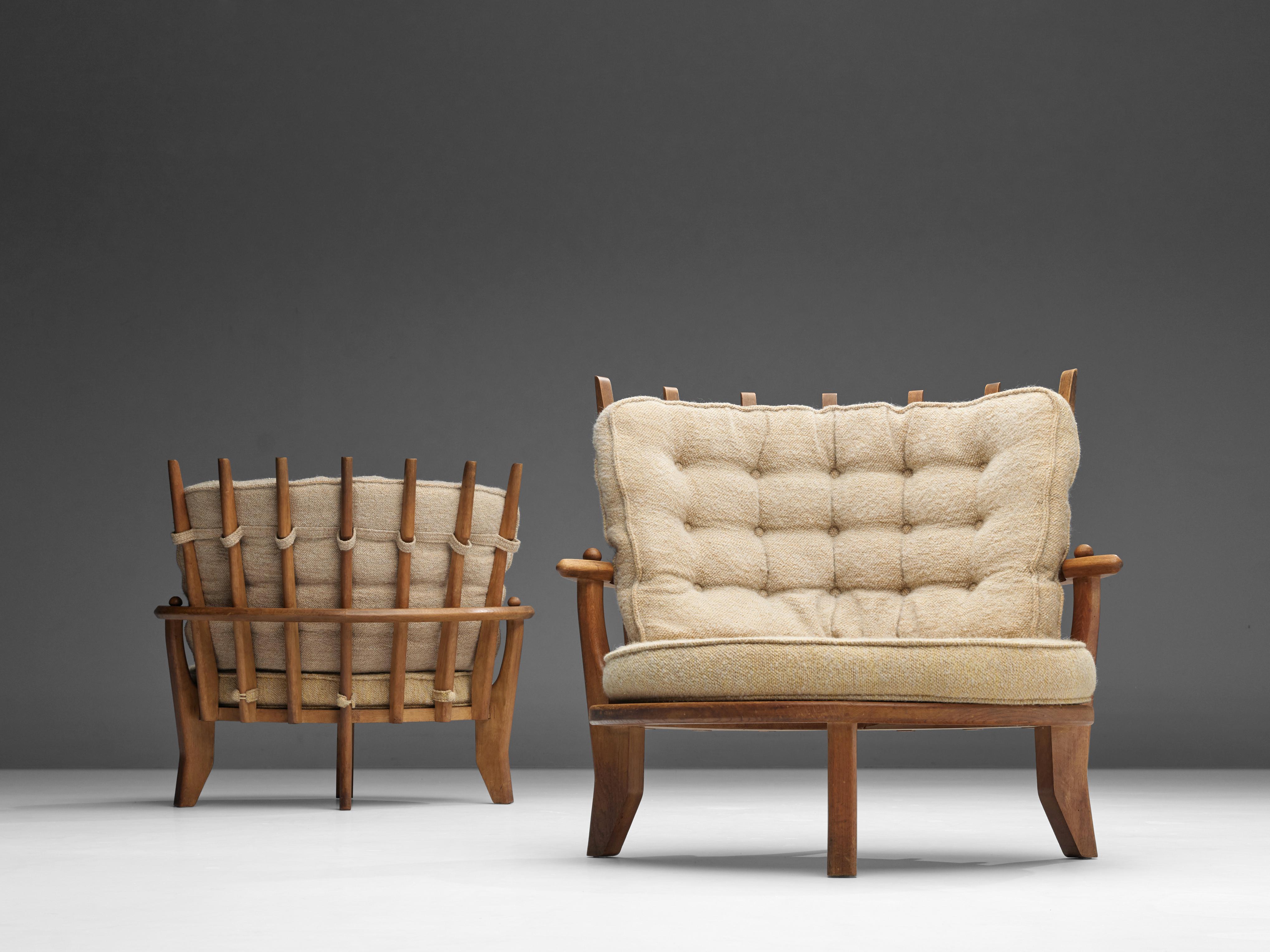 Guillerme et Chambron 'Tricoteuse' Lounge Chairs in Oak 5