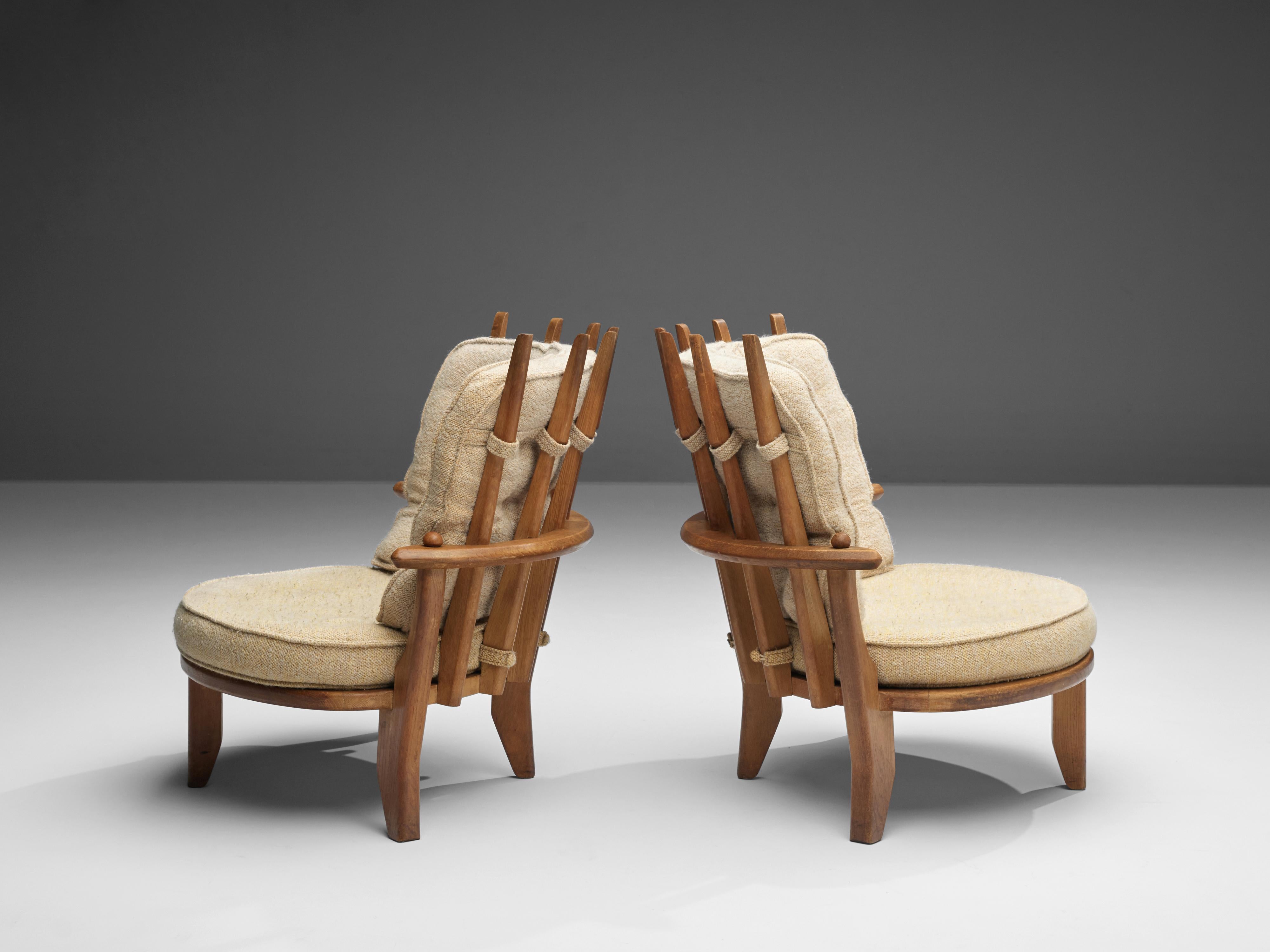 Guillerme et Chambron 'Tricoteuse' Lounge Chairs in Oak 6