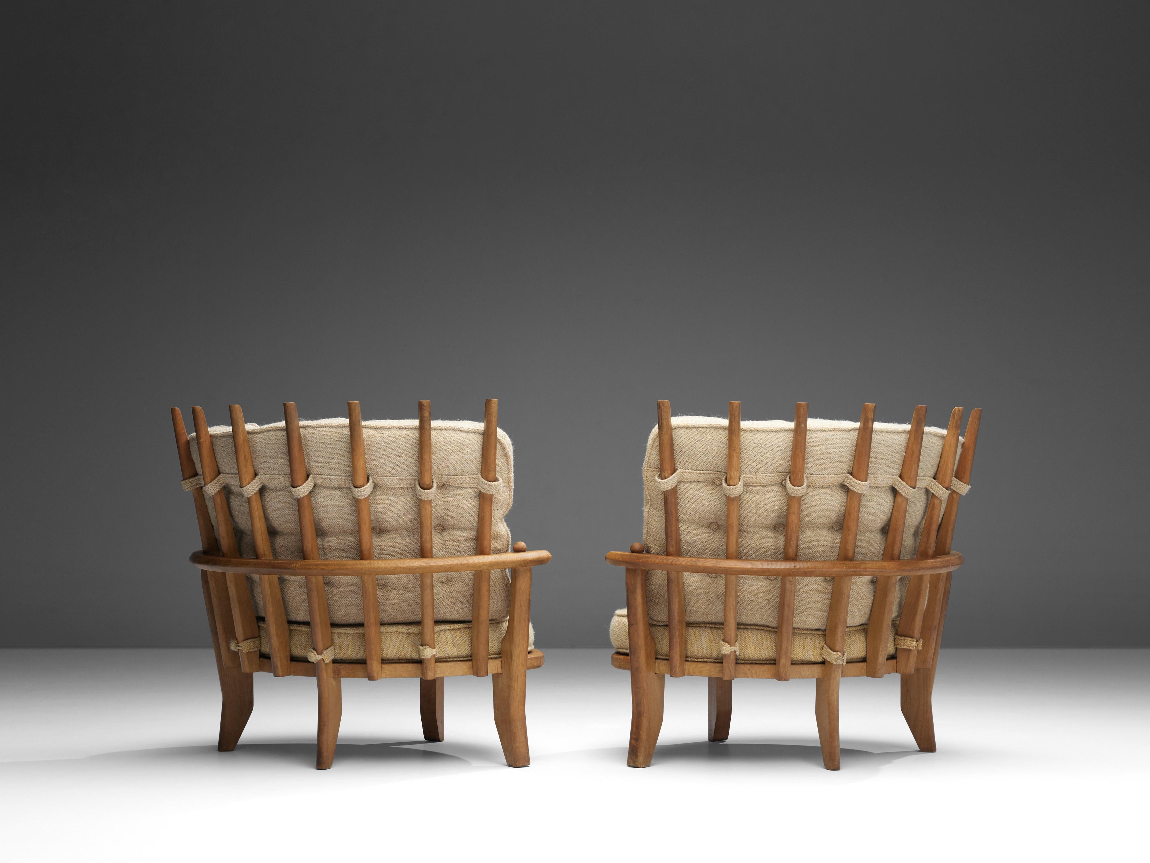 Mid-20th Century Guillerme et Chambron 'Tricoteuse' Lounge Chairs in Oak