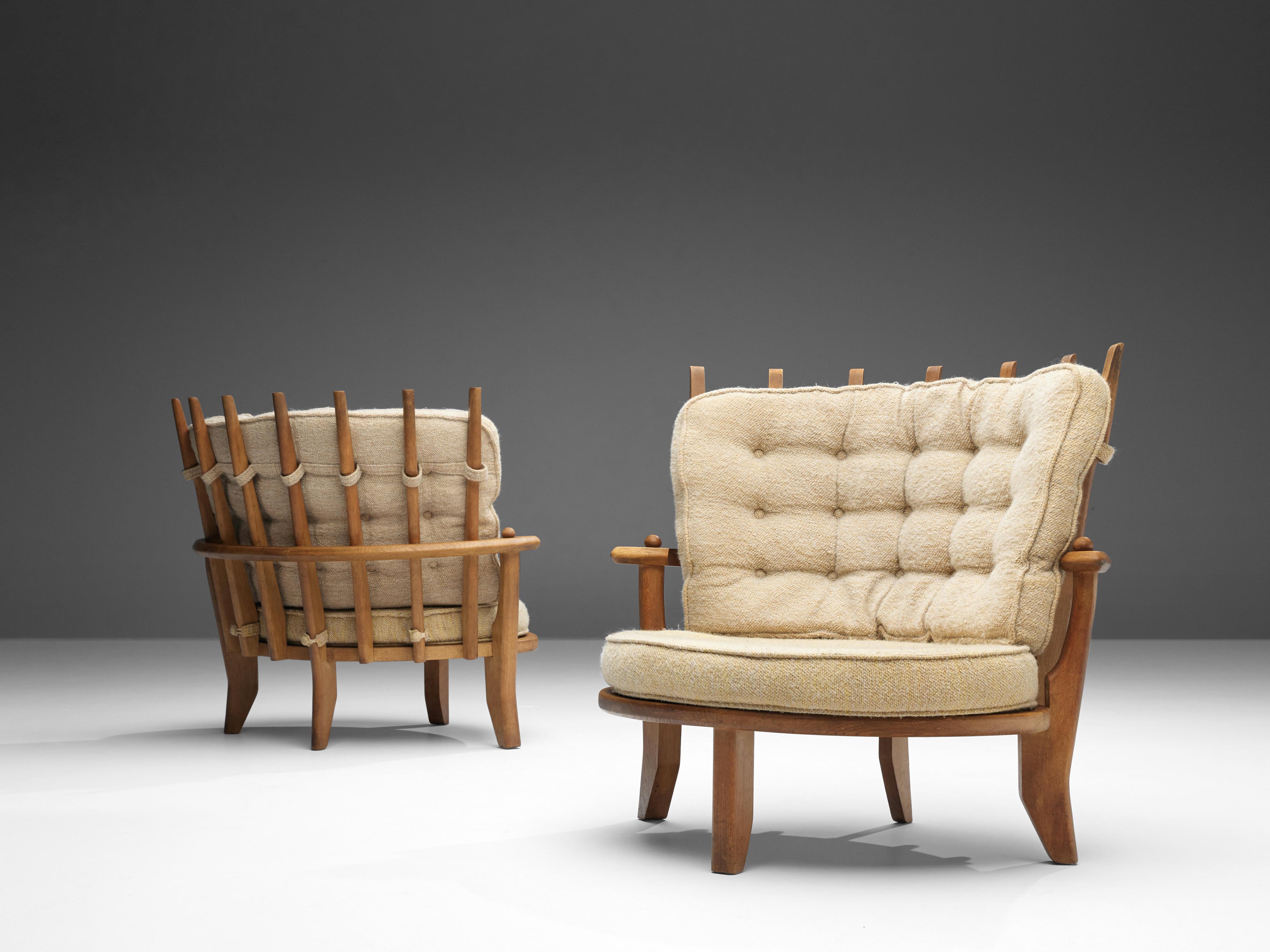 Guillerme et Chambron 'Tricoteuse' Lounge Chairs in Oak 2