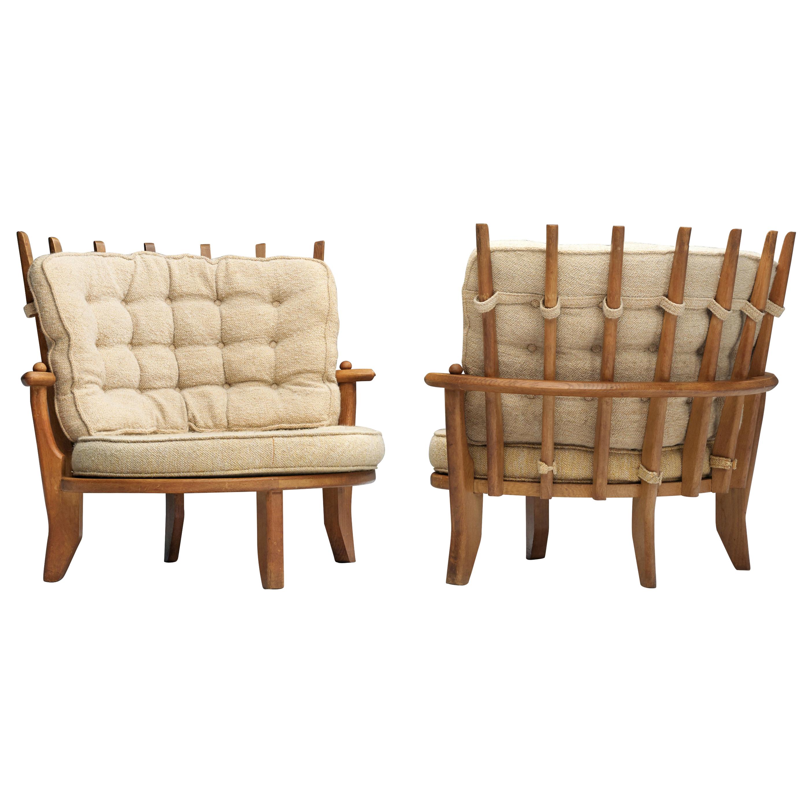 Guillerme et Chambron 'Tricoteuse' Lounge Chairs in Oak