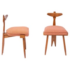 Guillerme et Chambron, pair of " tripode" Oak chairs Edited by Votre Maison 1970