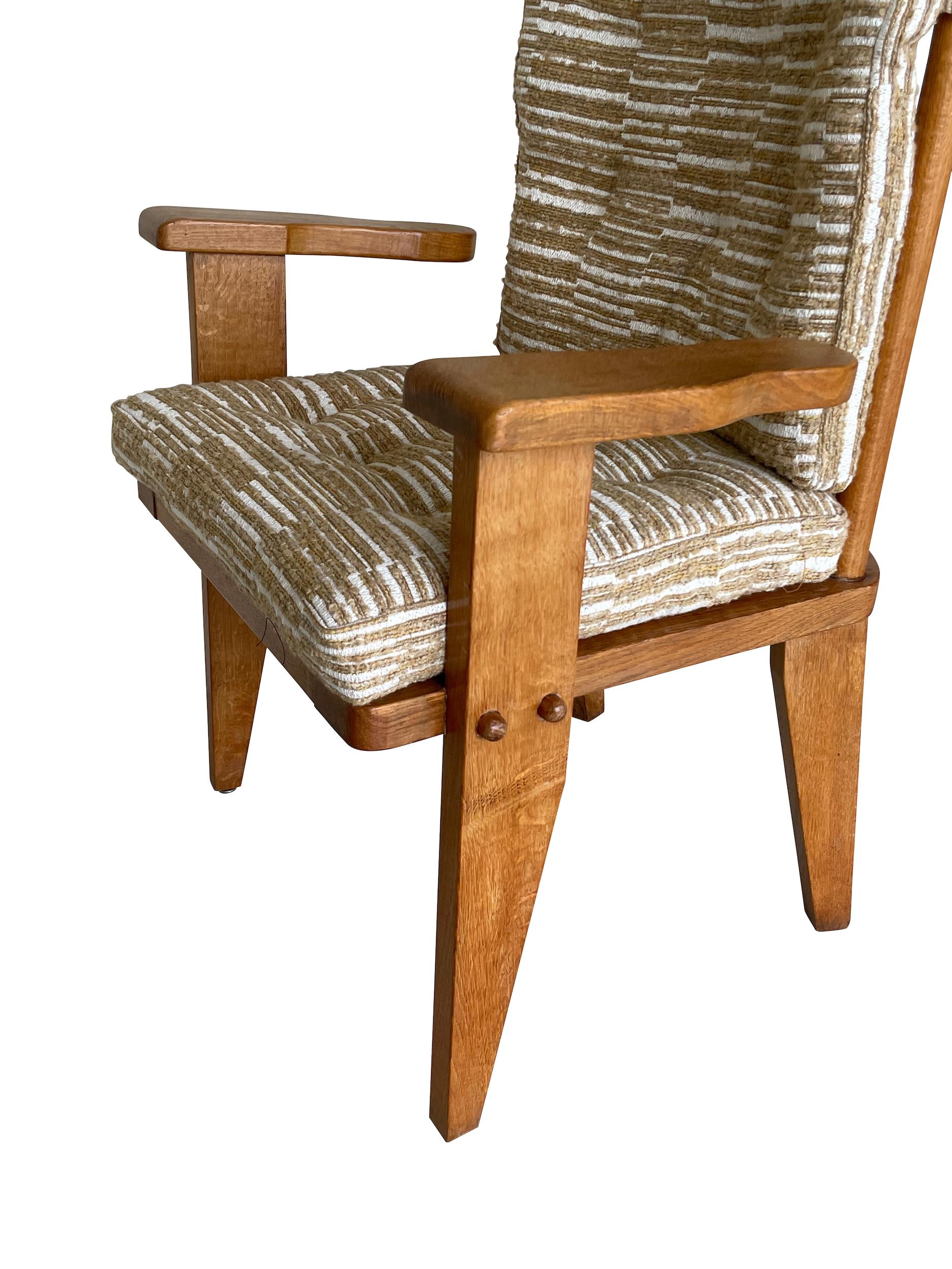 Guillerme et Chambron Pair Upholstered Side Chairs, France, 1960s In Good Condition In New York, NY