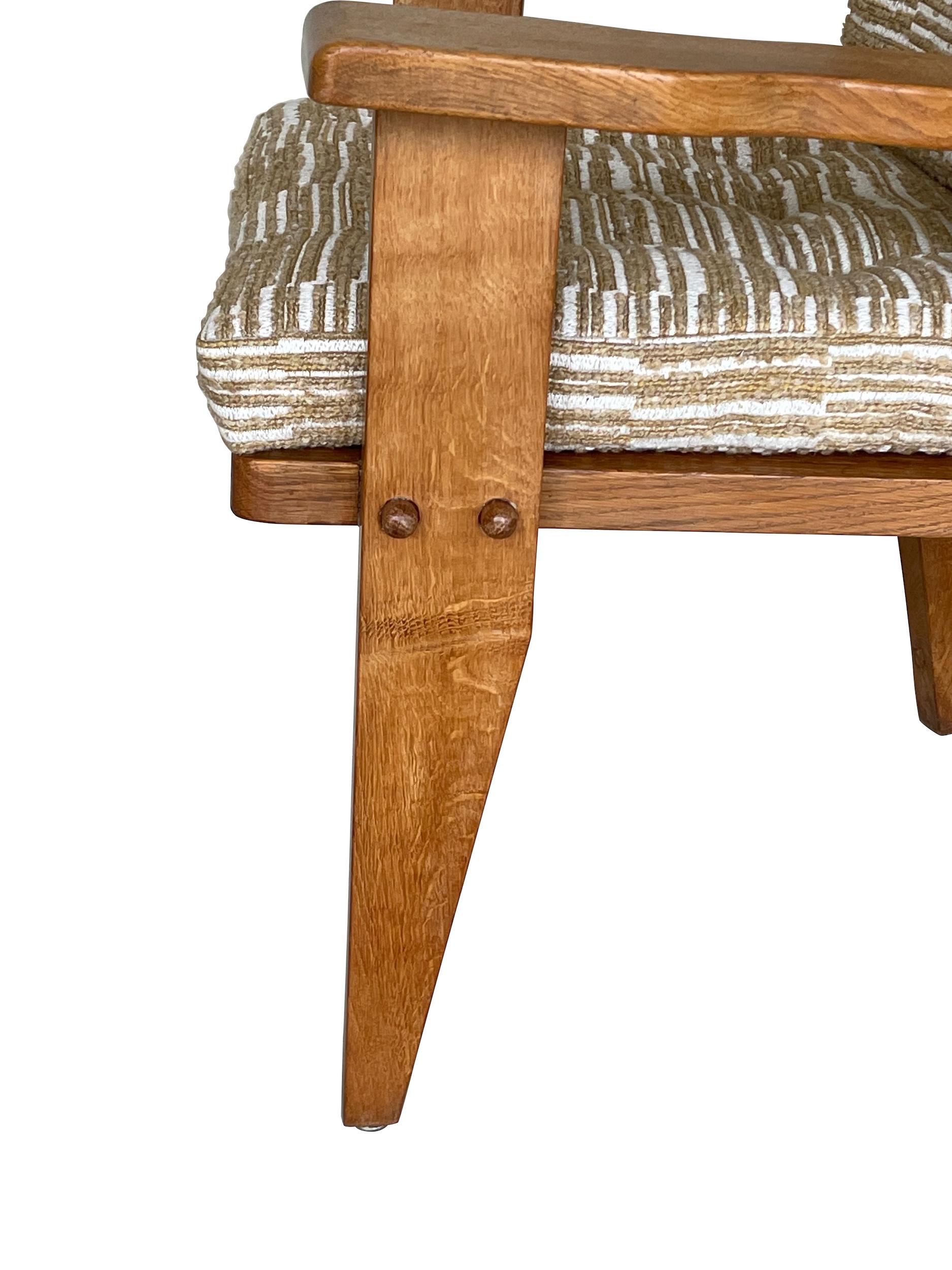 Mid-20th Century Guillerme et Chambron Pair Upholstered Side Chairs, France, 1960s