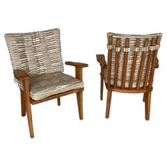 Guillerme et Chambron Pair Upholstered Side Chairs, France, 1960s