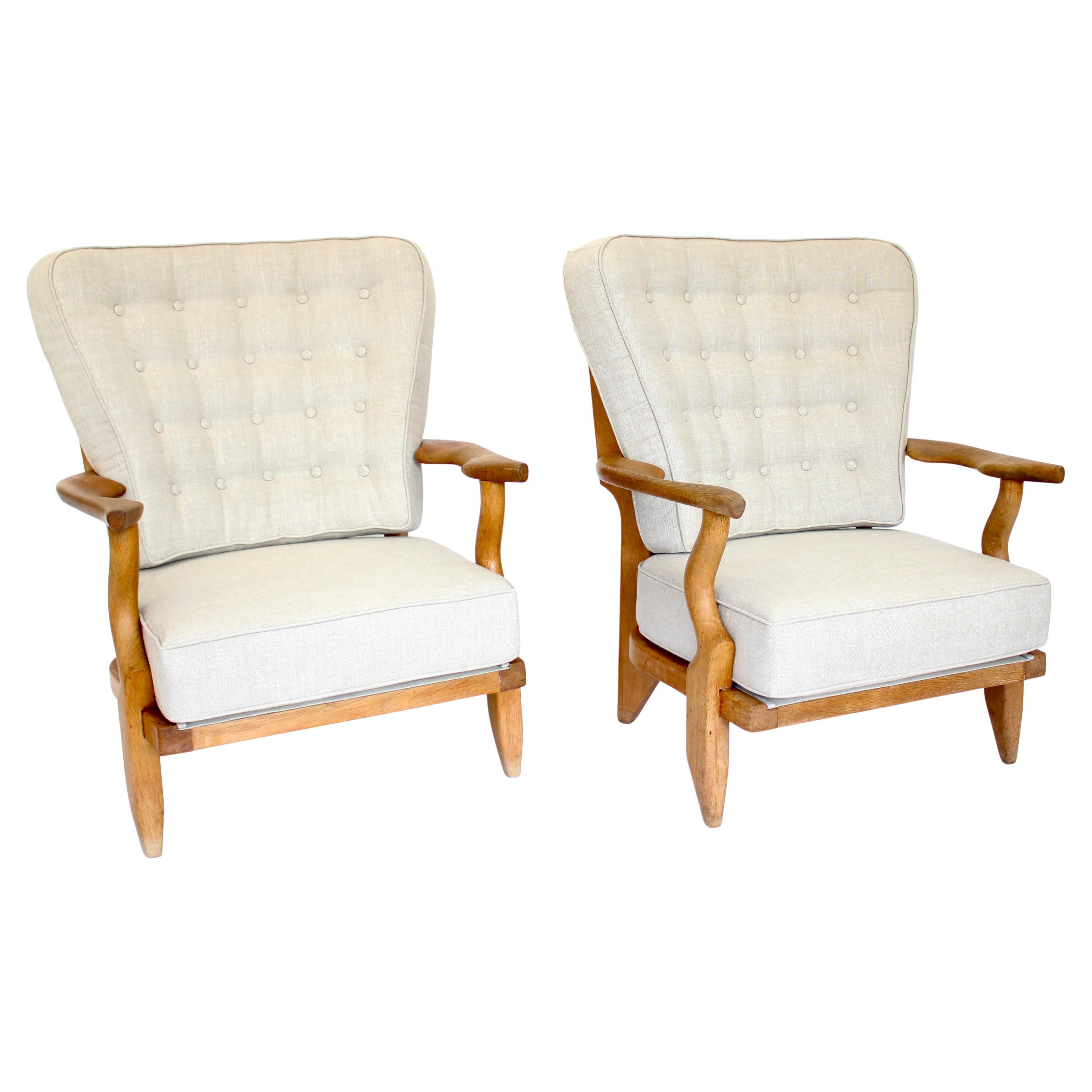 Guillerme et Chambron Petite Repos Pair of French Lounge Chairs Votre Maison en vente