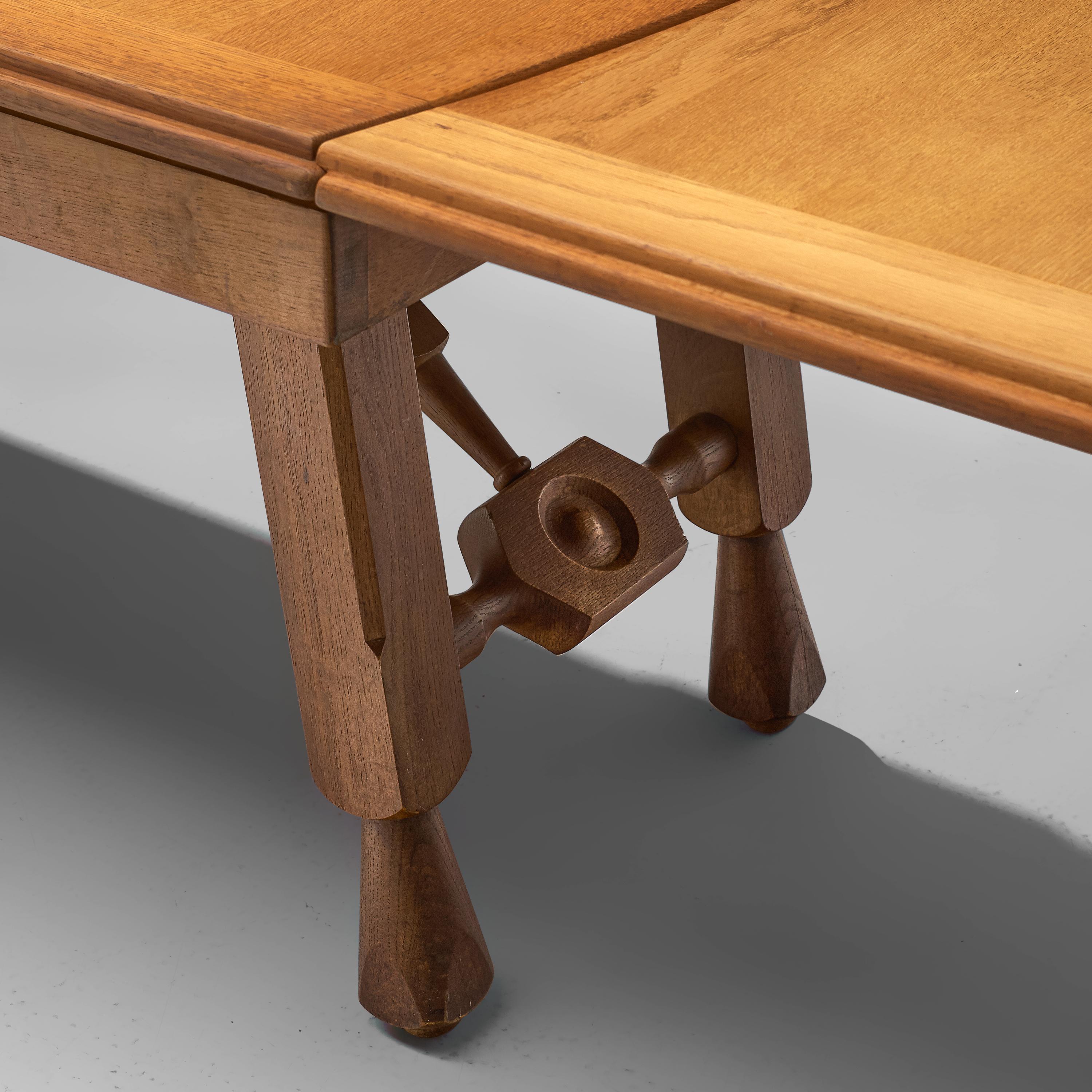 Mid-Century Modern Guillerme & Chambron 'Pétrouille' Dining Table in Oak