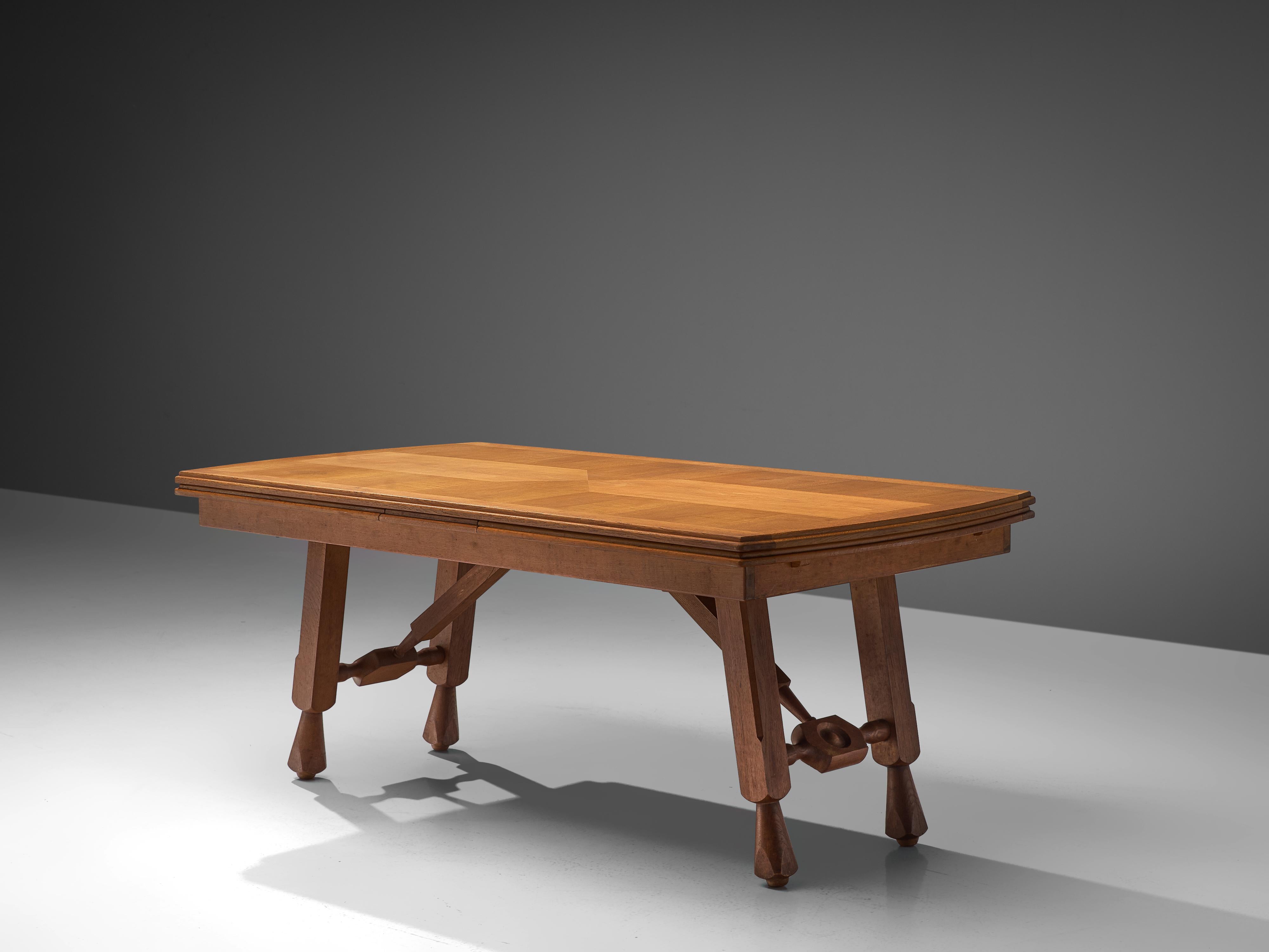 French Guillerme & Chambron 'Pétrouille' Dining Table in Oak