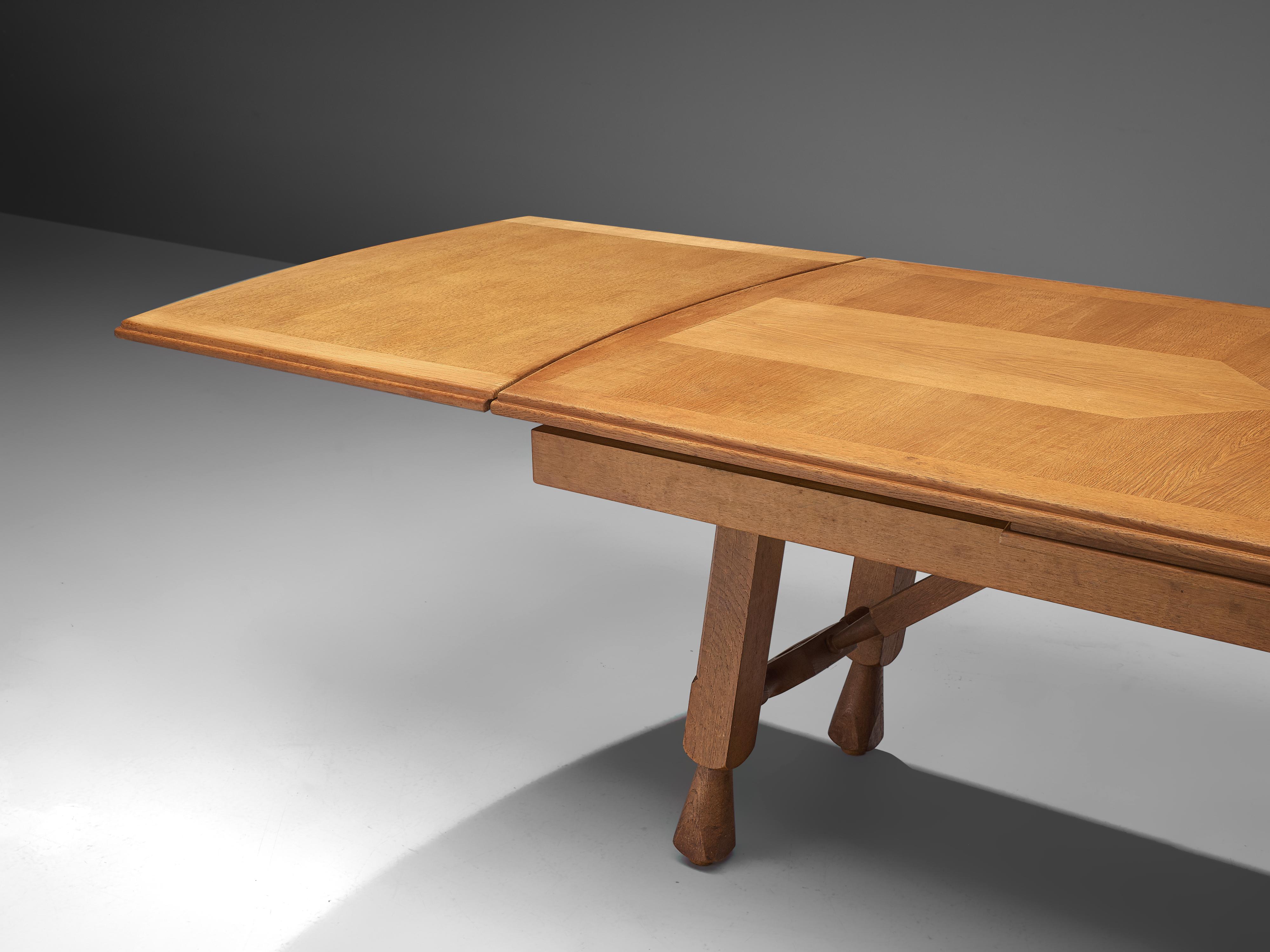 Mid-20th Century Guillerme & Chambron 'Pétrouille' Dining Table in Oak