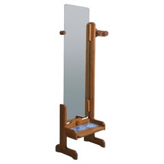 Guillerme et Chambron 'Psyche' Floor Standing Mirror With Ceramic Tiled Shelf