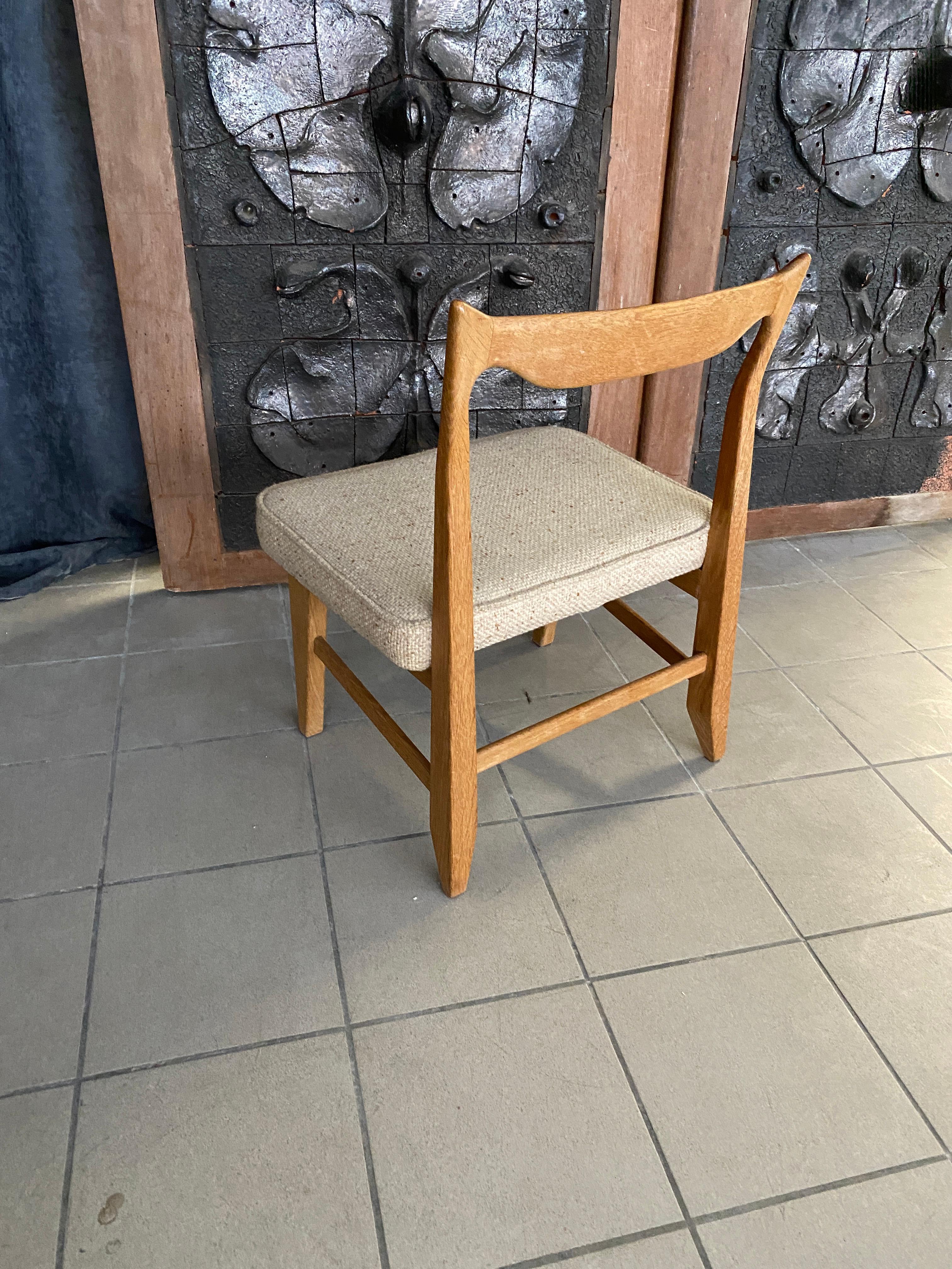 Oak Guillerme et Chambron, Rare Low Chair 