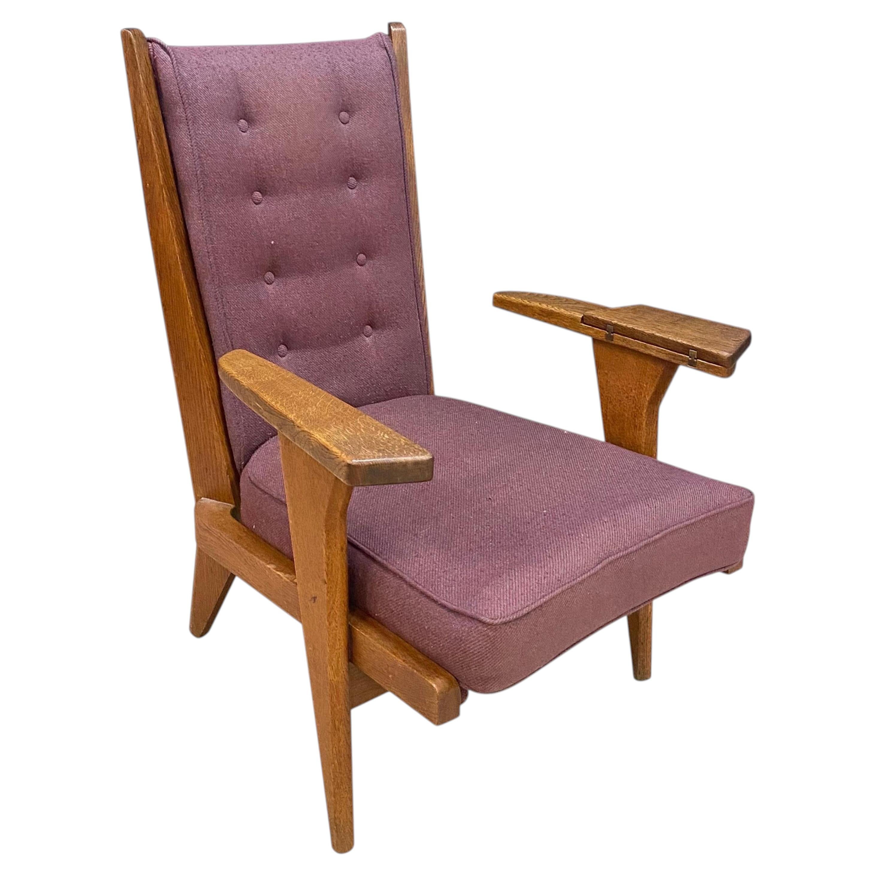 Guillerme et Chambron, Rare Oak Armchairs Edition Votre Maison circa 1960