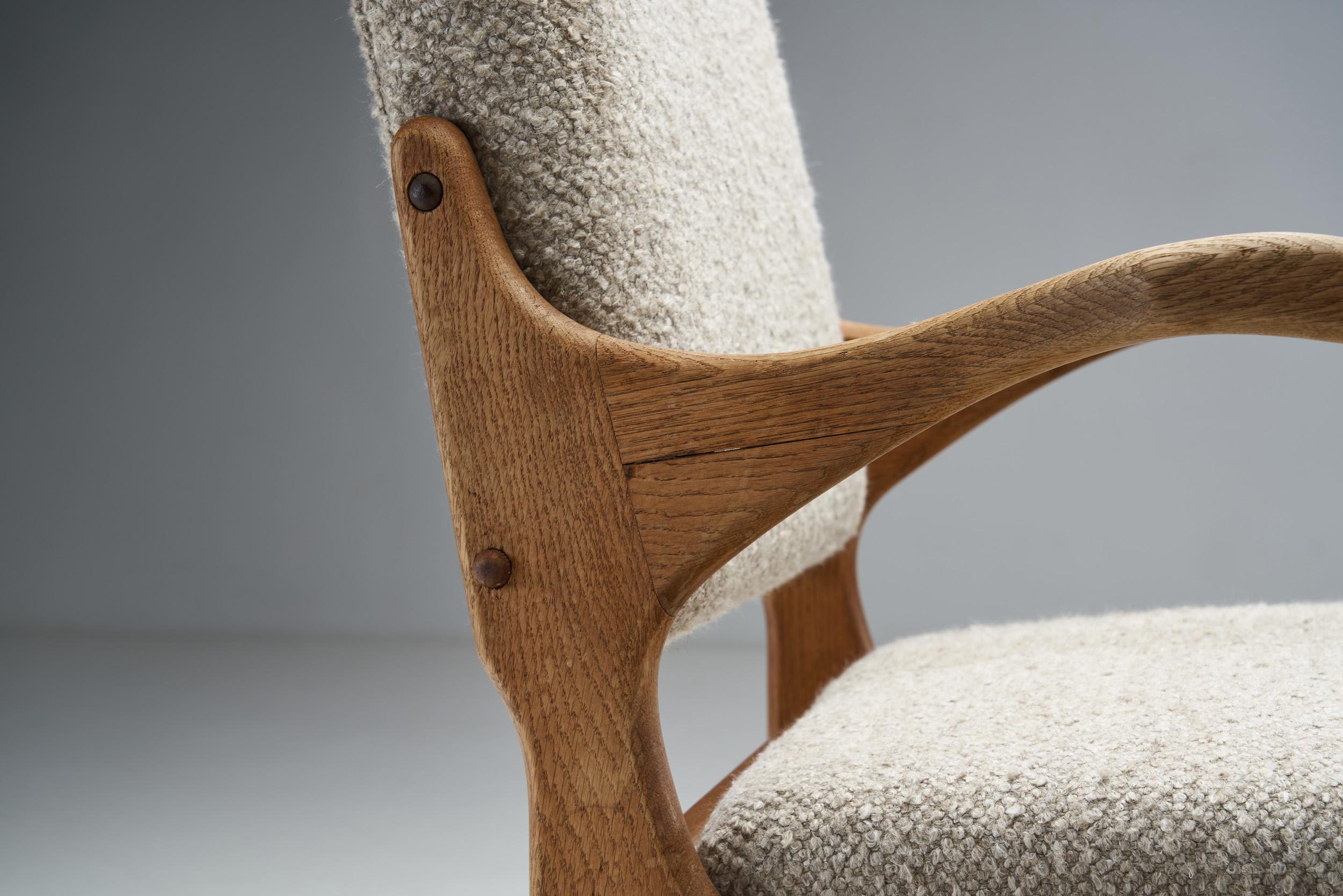 Guillerme et Chambron Rare Oak Armchairs for Votre Maison, France, 1960s 3