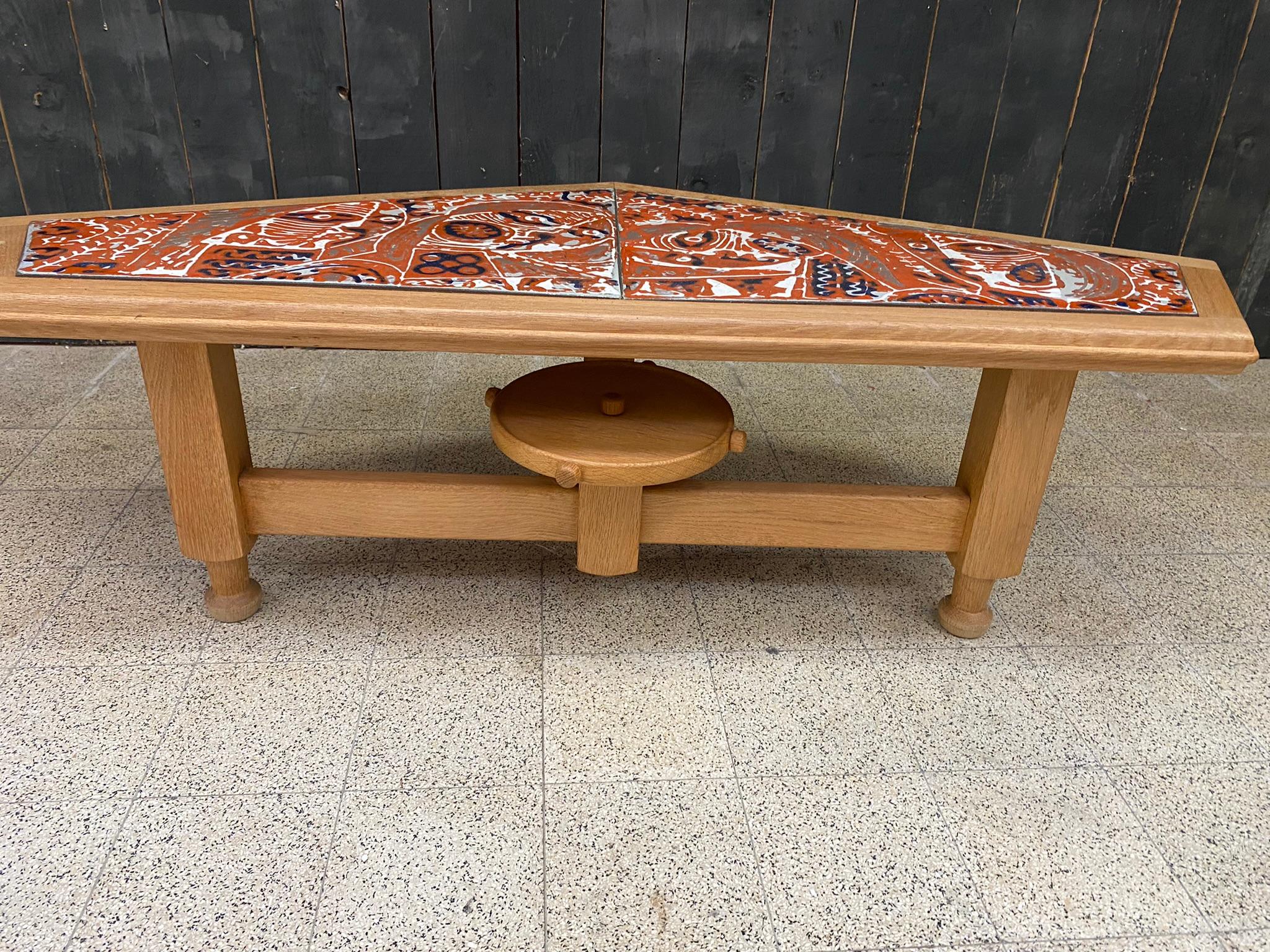 Guillerme et Chambron, Rare table basse en chêne, Édition Votre Maison, vers 1970 en vente 4