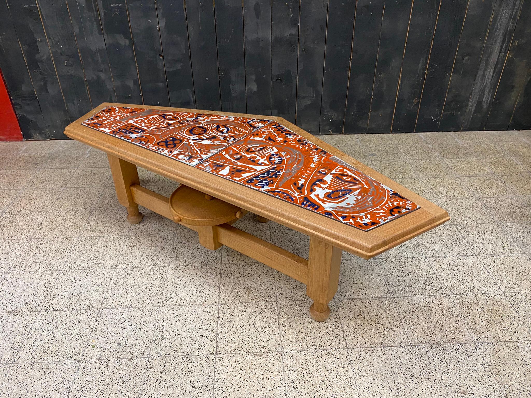 Guillerme et Chambron, Rare table basse en chêne, Édition Votre Maison, vers 1970 en vente 1
