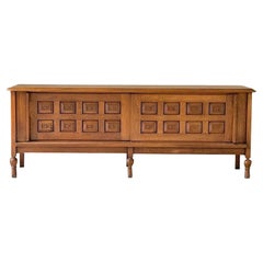 Guillerme et Chambron Rare Oak Credenza, France, 1960s