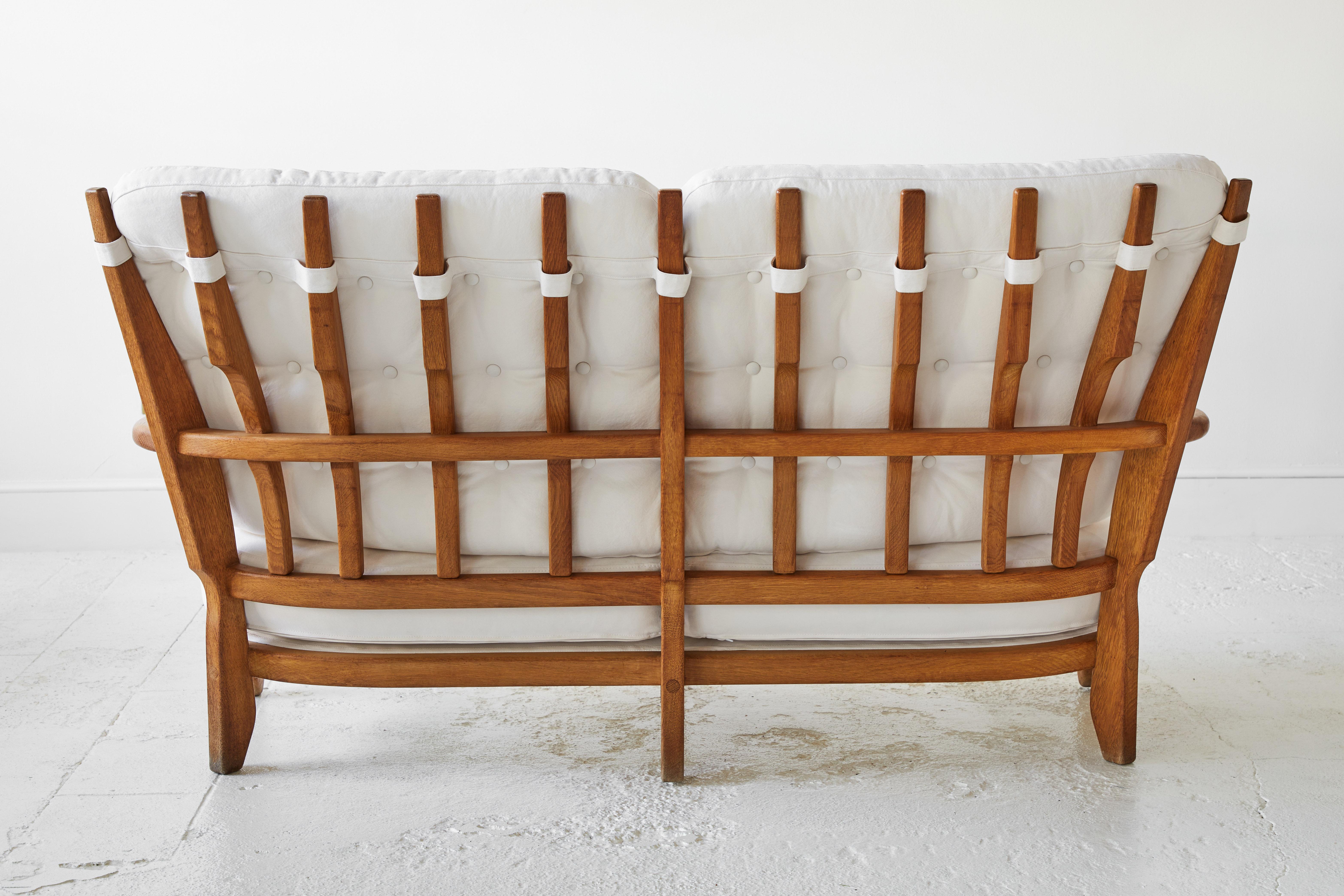 Guillerme et Chambron Repos Carved Solid Oak Settee 2