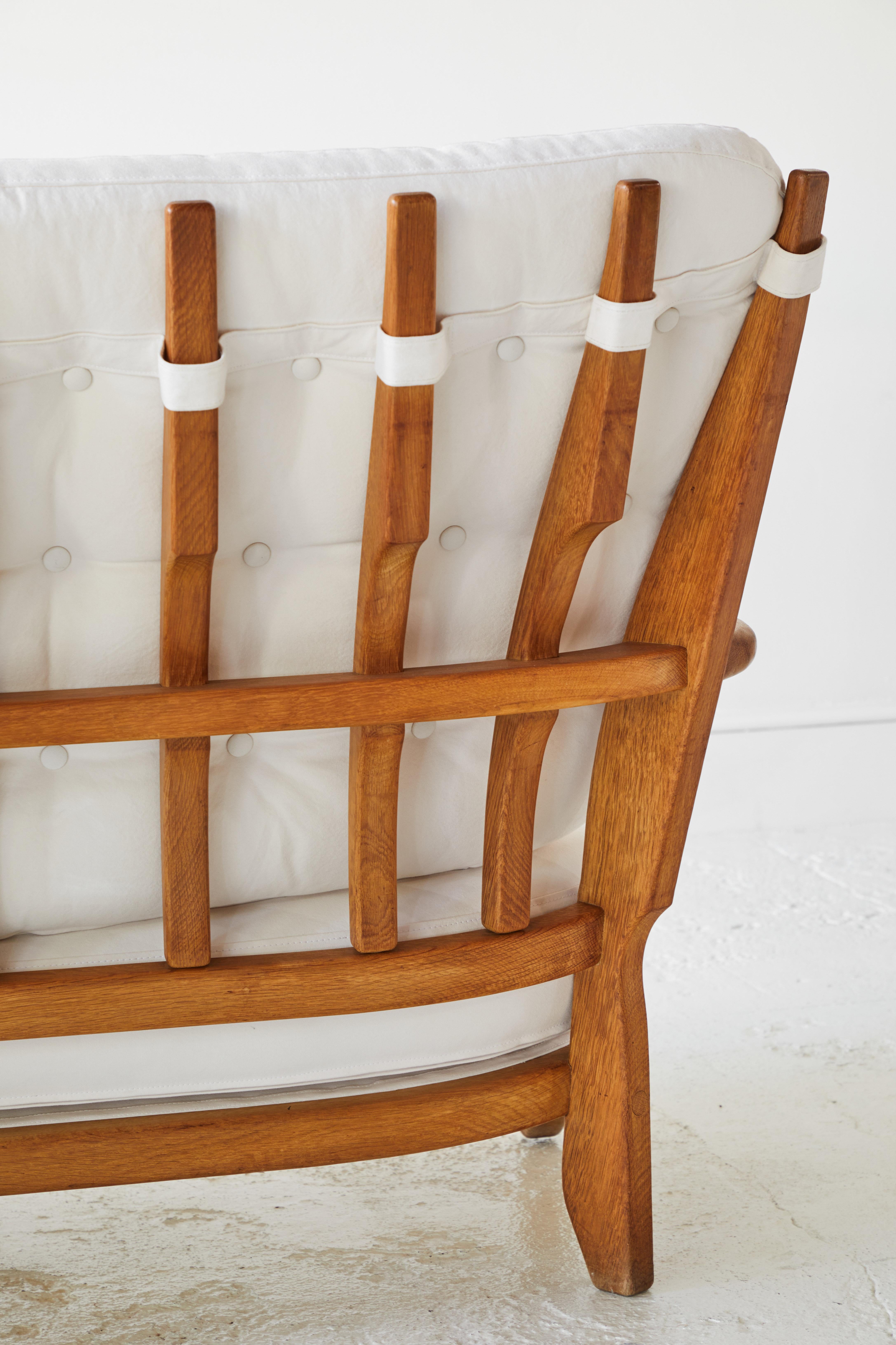 Guillerme et Chambron Repos Carved Solid Oak Settee 4
