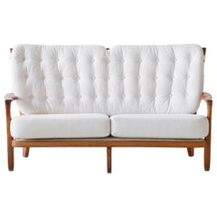 Guillerme et Chambron Repos Carved Solid Oak Settee