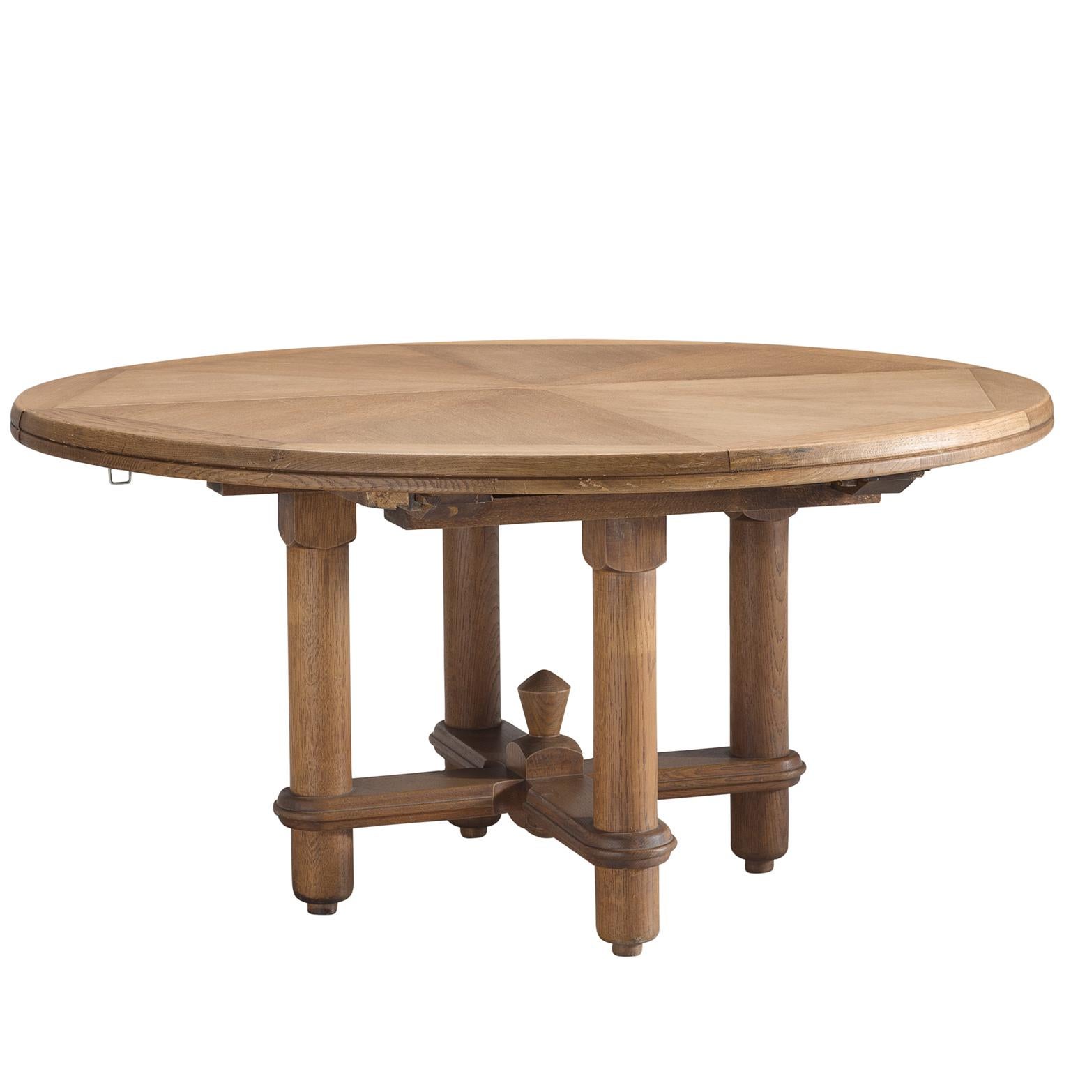 Guillerme et Chambron Round Dining Table in Oak